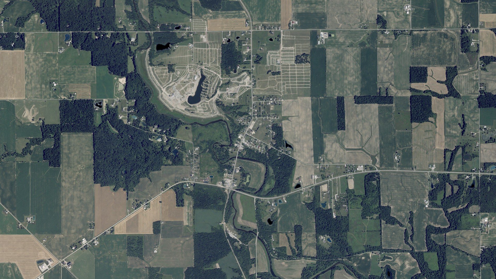 Aerial view of land around Newport, Ohio