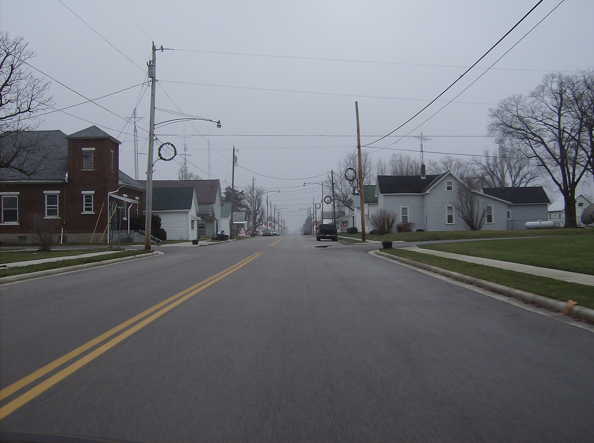 Along Main Street (State Route 705) in western New Weston, a village in northern Darke County, Ohio, United States.