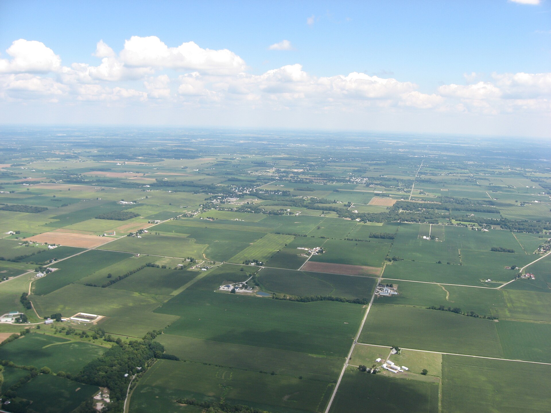 Aerial view of the village of North Hampton and surrounding parts of Pike Township, Clark County, Ohio, United States.