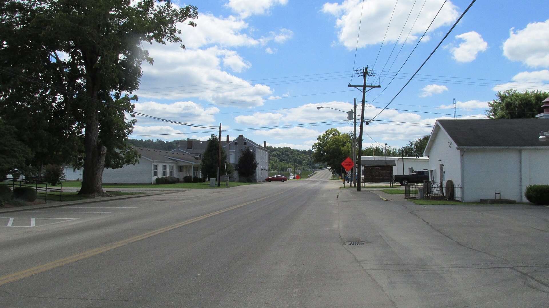Looking south towards the intersection of Market Street and Main Street in Richmond Dale, Ohio.
