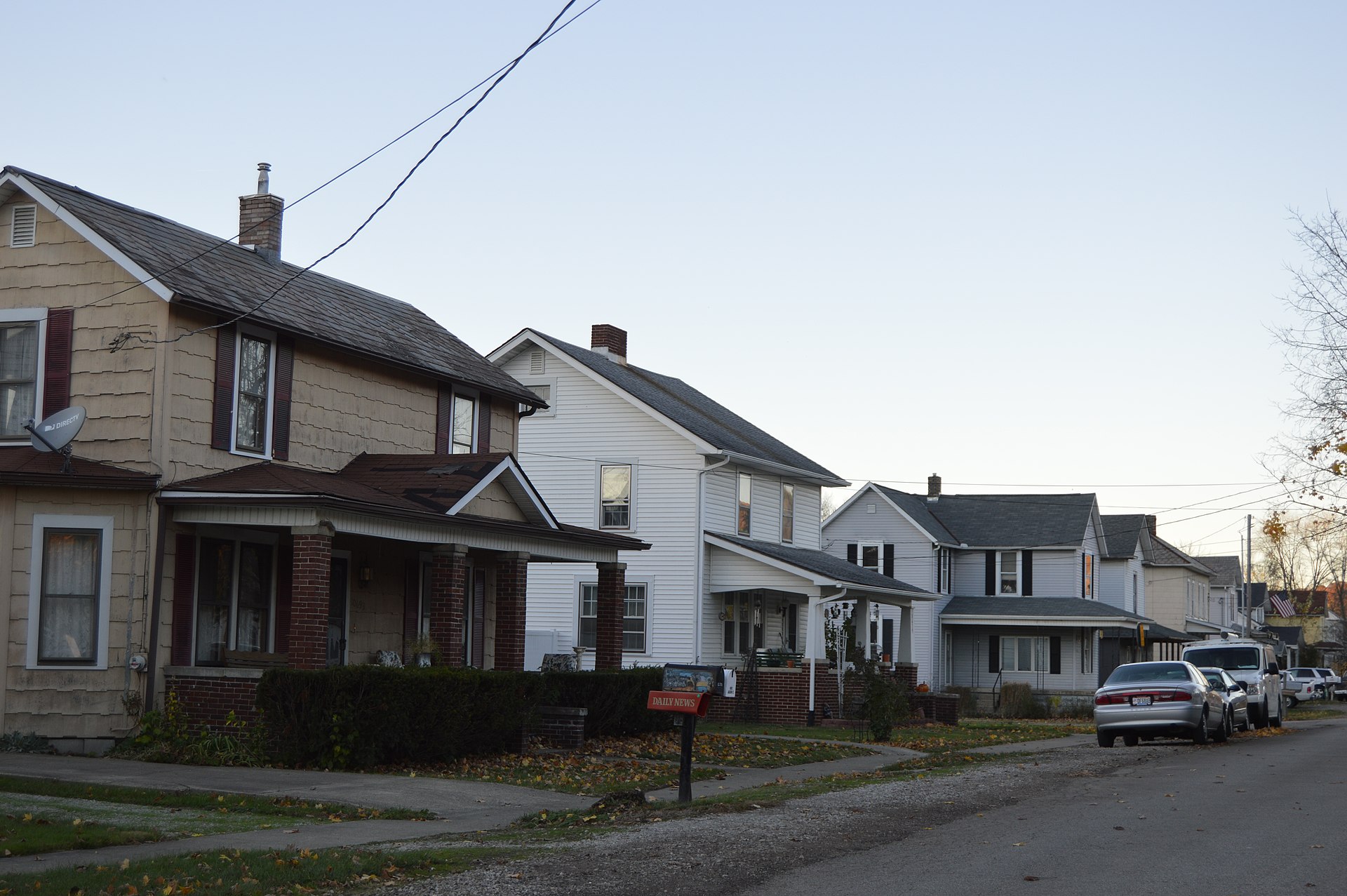 Houses on the western side of the southern end of Jackson Street in Rockbridge, Ohio, United States.