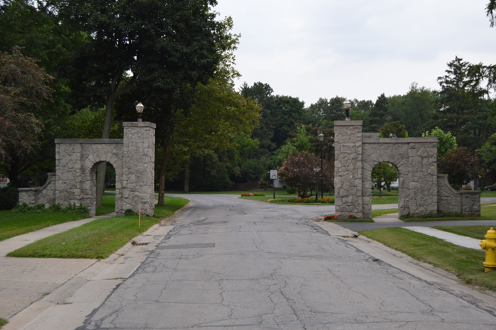 Gateway to the Eagle Point Colony neighborhood of Rossford, Ohio, United States. The entire neighborhood is listed on the National Register of Historic Places as a historic district.