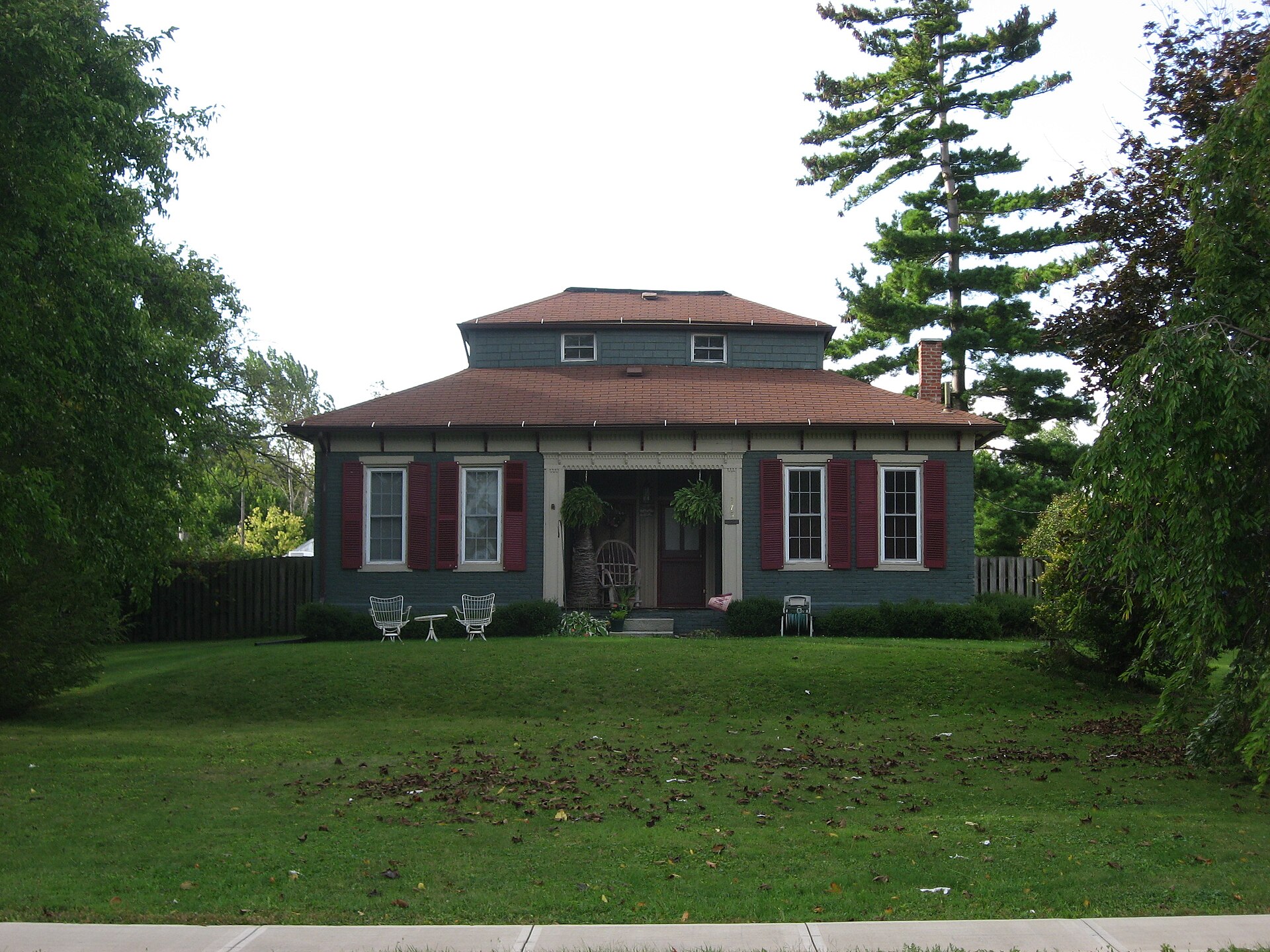 Front of the Monitor House, located at 375 W. Main Street (U.S. Route 36) in western St. Paris, Ohio, United States. Built in 1860, it is listed on the National Register of Historic Places.