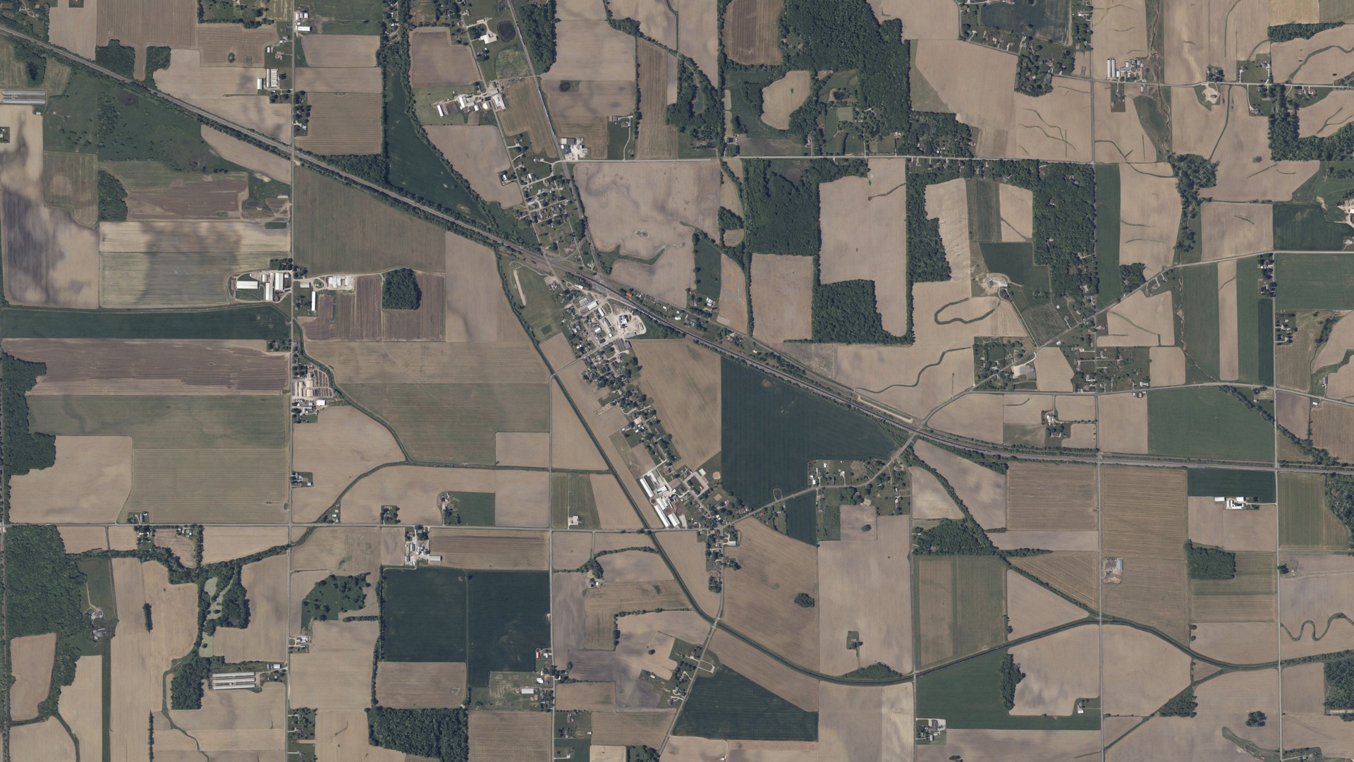 Aerial view of land around Sterling, Ohio