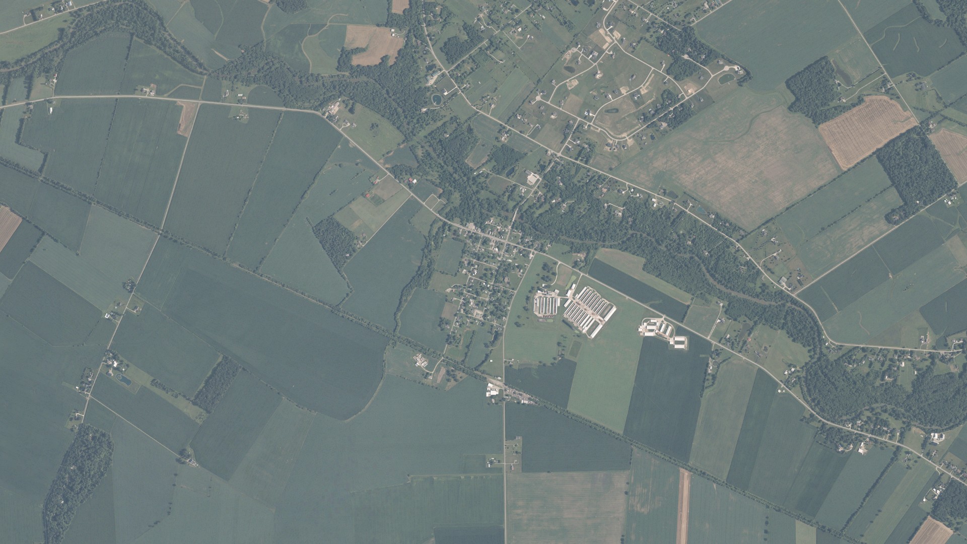 Natural-color aerial photograph of land around Unionville Center, Ohio