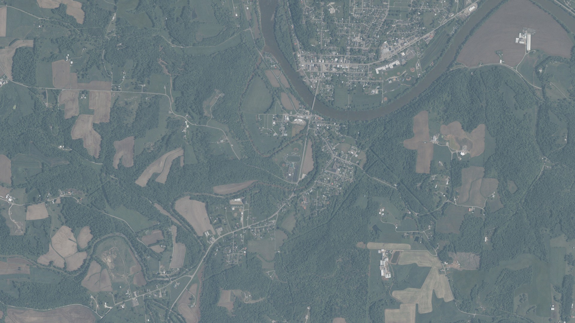 Aerial view of land around Waterford, Ohio