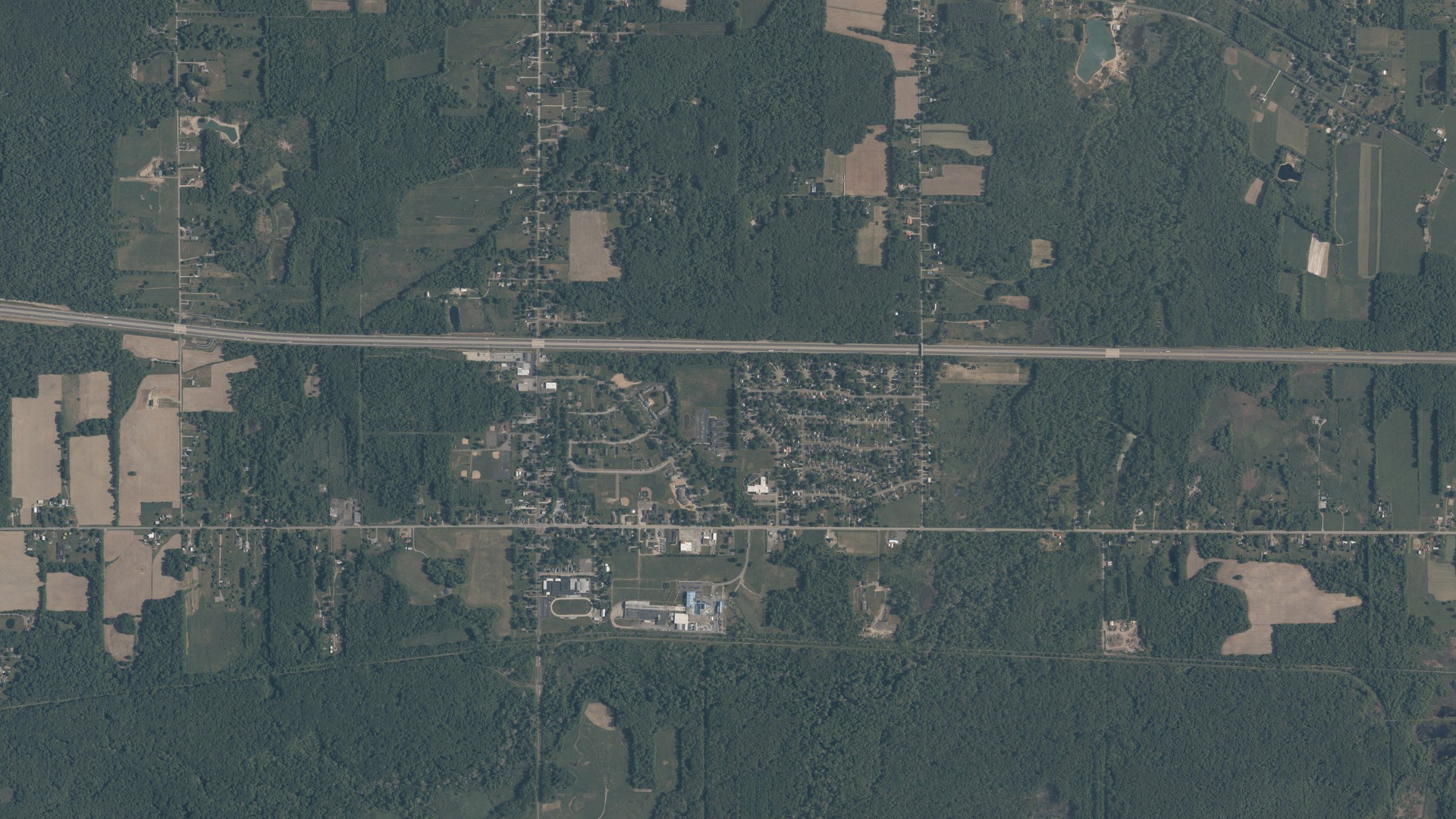 Aerial view of land around Windham, Ohio