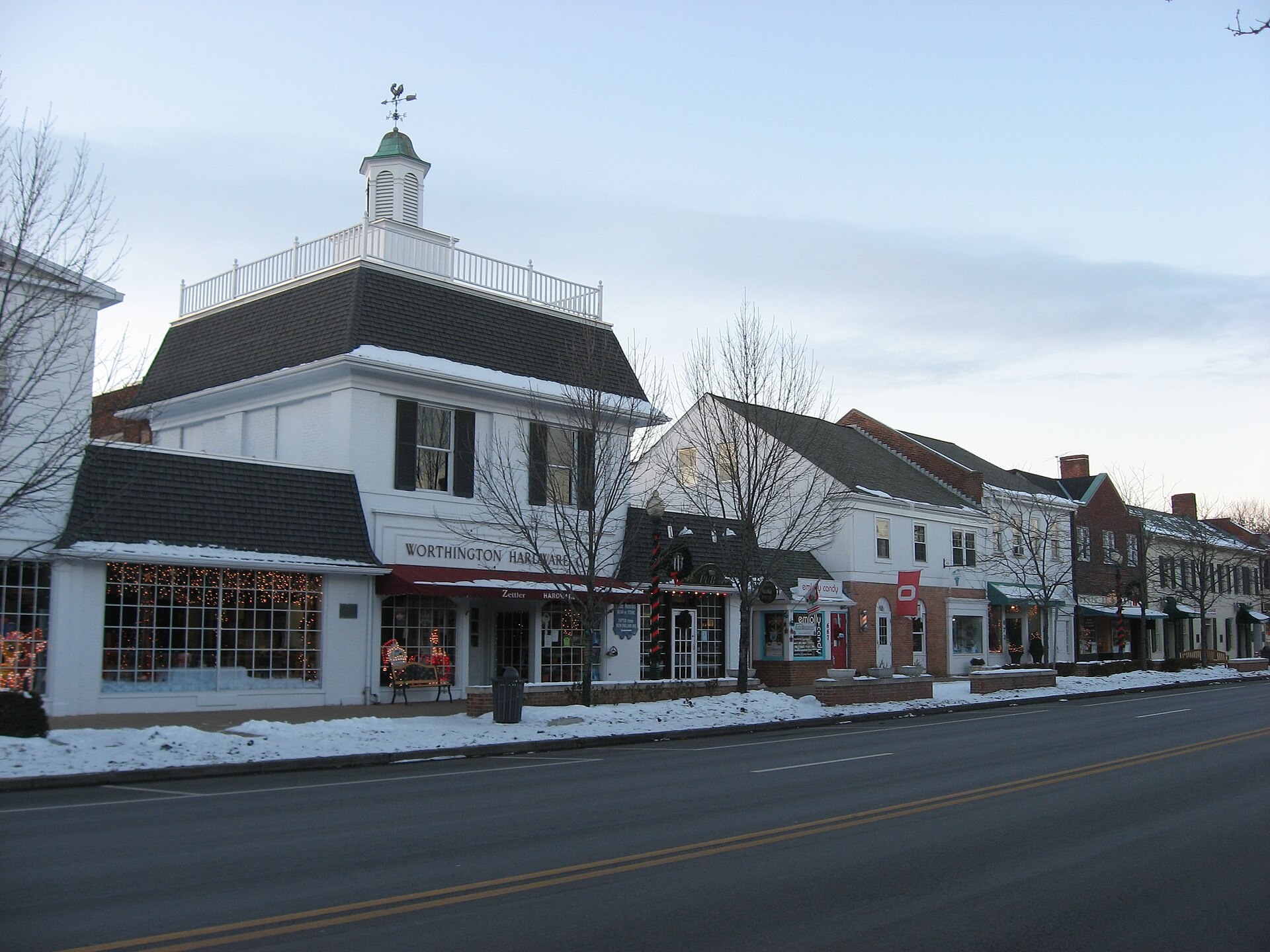Downtown streets in Worthington, Ohio