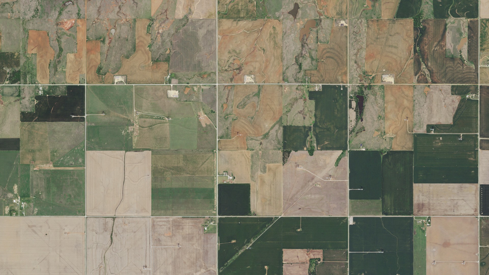 Natural-color aerial photograph of land around Breckenridge, Oklahoma