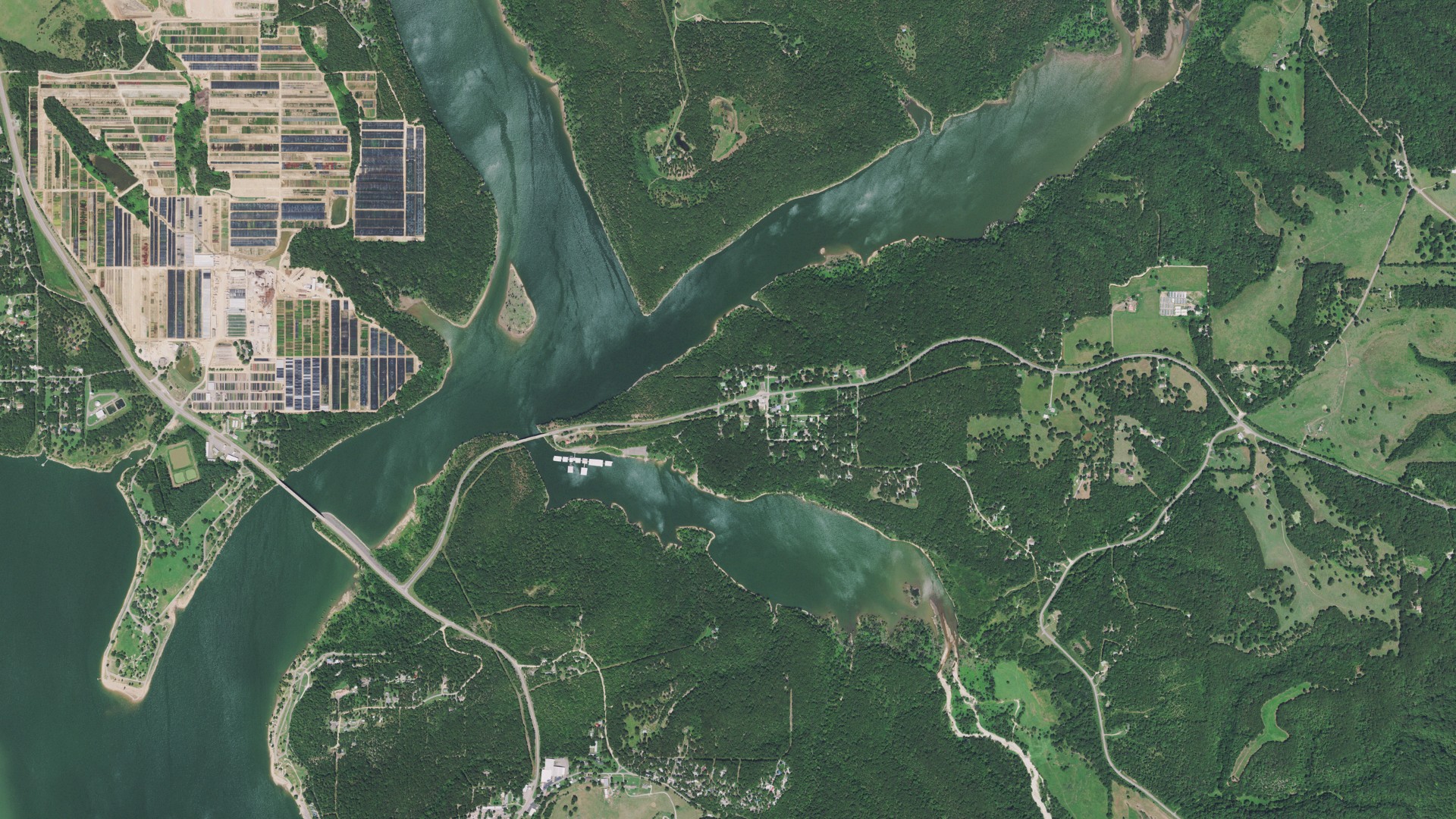 Natural-color aerial photograph of land around Caney Ridge, Oklahoma