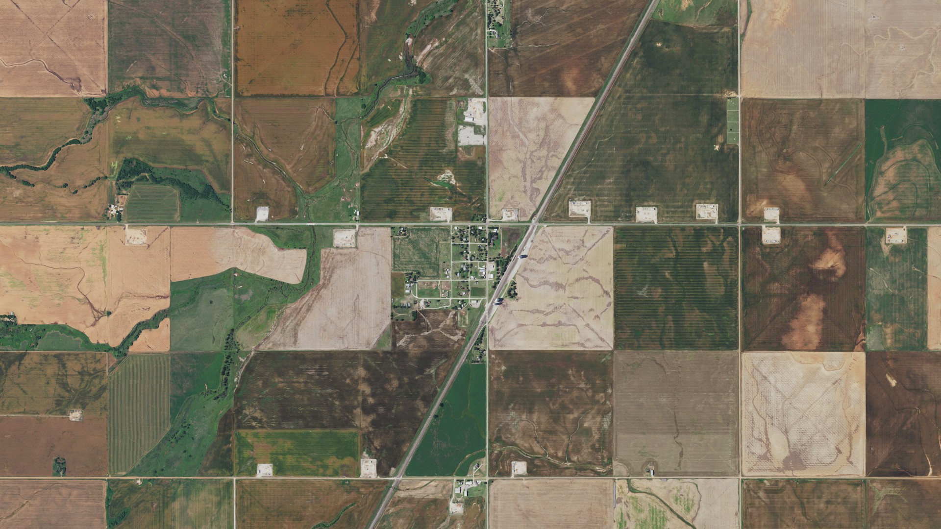 Natural-color aerial photograph of land around Capron, Oklahoma