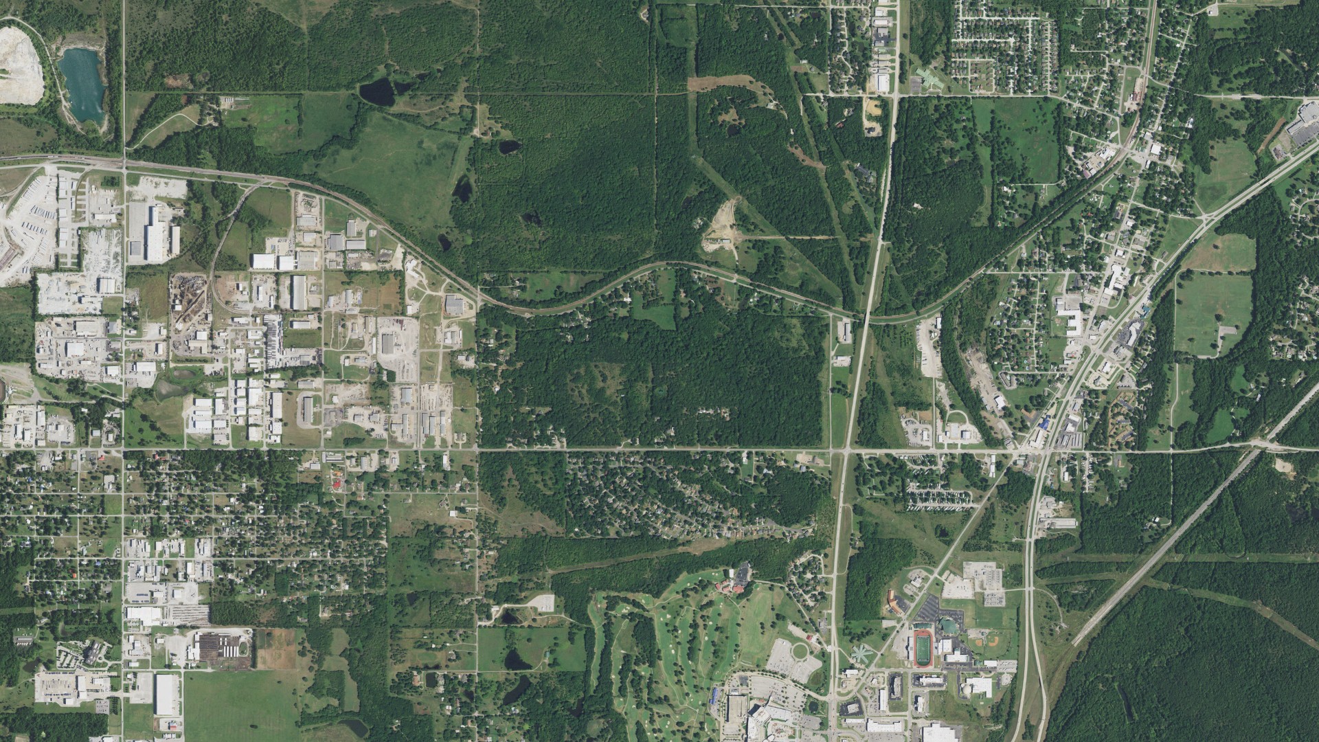 Natural-color aerial photograph of land around Catoosa, Oklahoma