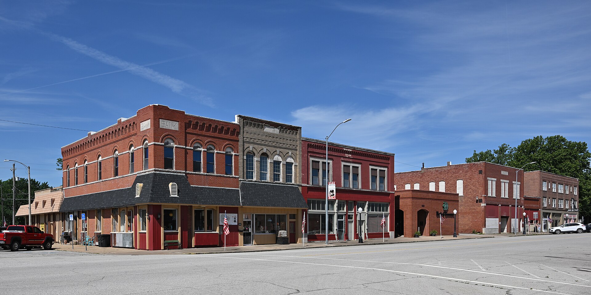A row of buildings that are part of the main downtown area of Chelsea. 300 West 6th Street, Chelsea, Oklahoma 74016.