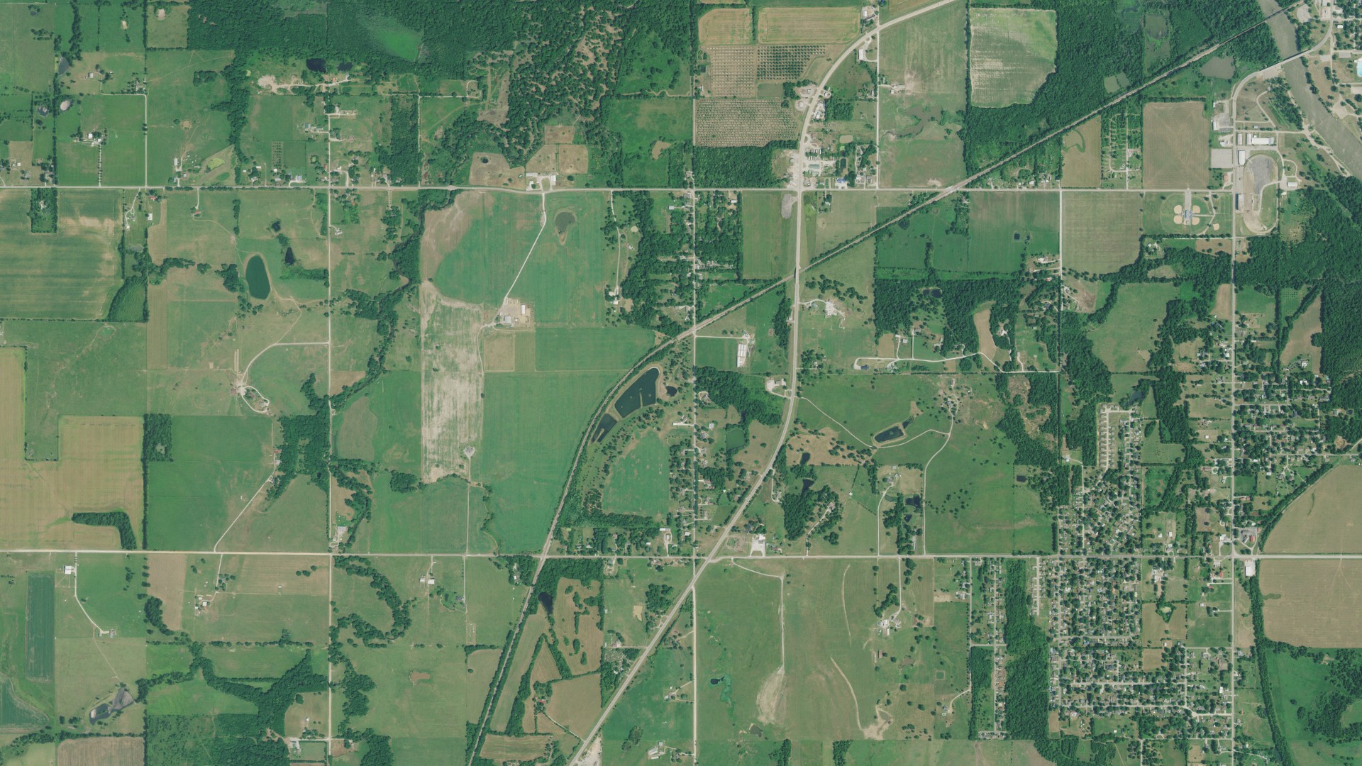 Natural-color aerial photograph of land around Dotyville, Oklahoma