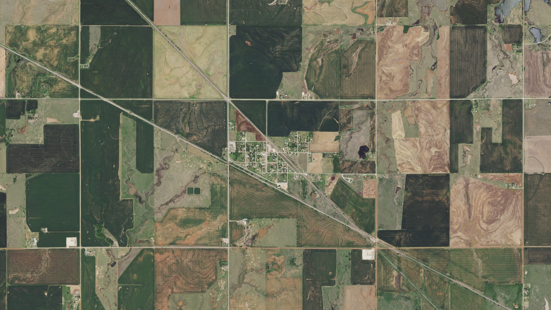 Natural-color aerial photograph of land around Fairmont, Oklahoma