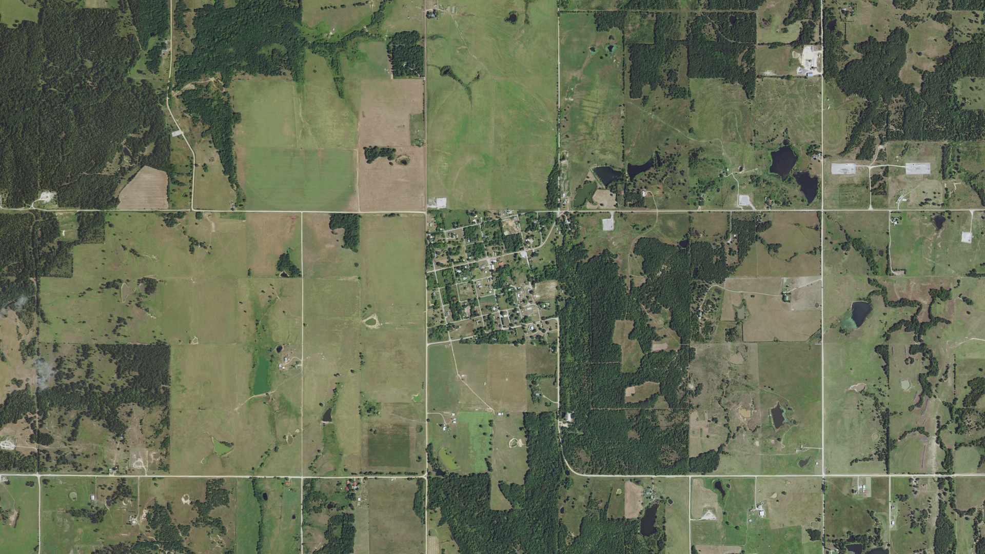 Natural-color aerial photograph of land around Gerty, Oklahoma