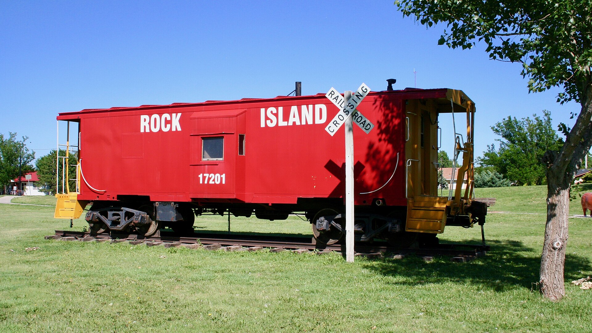 Rock Island Rail Road Caboose, preserved in Guymon, Oklahoma, United States.