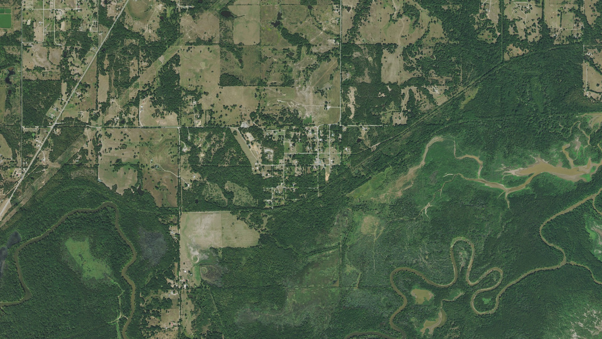 Natural-color aerial photograph of land around Hoffman, Oklahoma