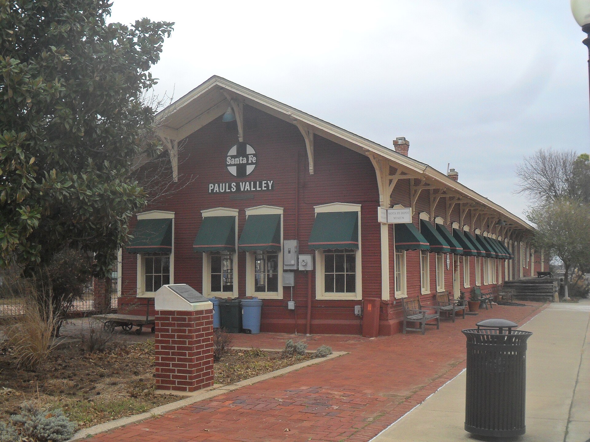 The Santa Fe Depot in Pauls Valley. Built in 1905, it sits just south of the new building which is currently used as the Amtrak waiting room. — Oklahoma