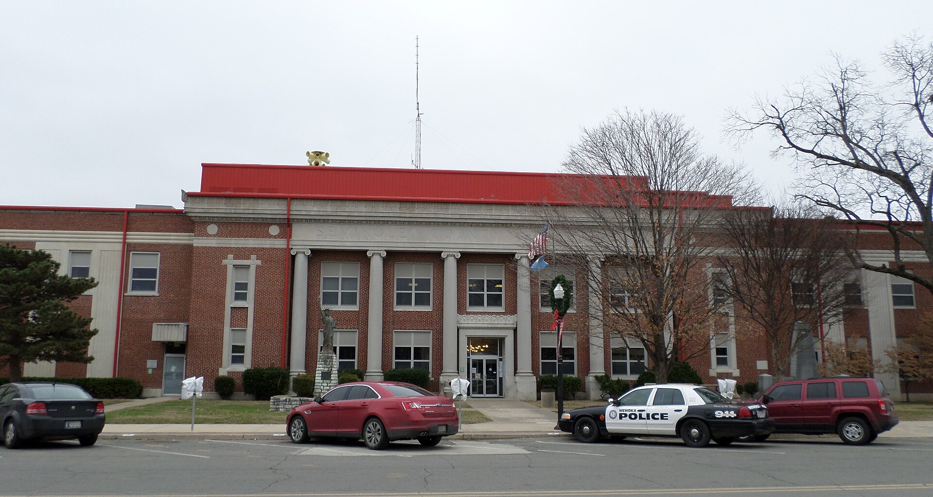 The Seminole County Courthouse, located at 120 S Wewoka Ave, Wewoka, OK. The building is listed on the National Register of Historic Places. — Oklahoma