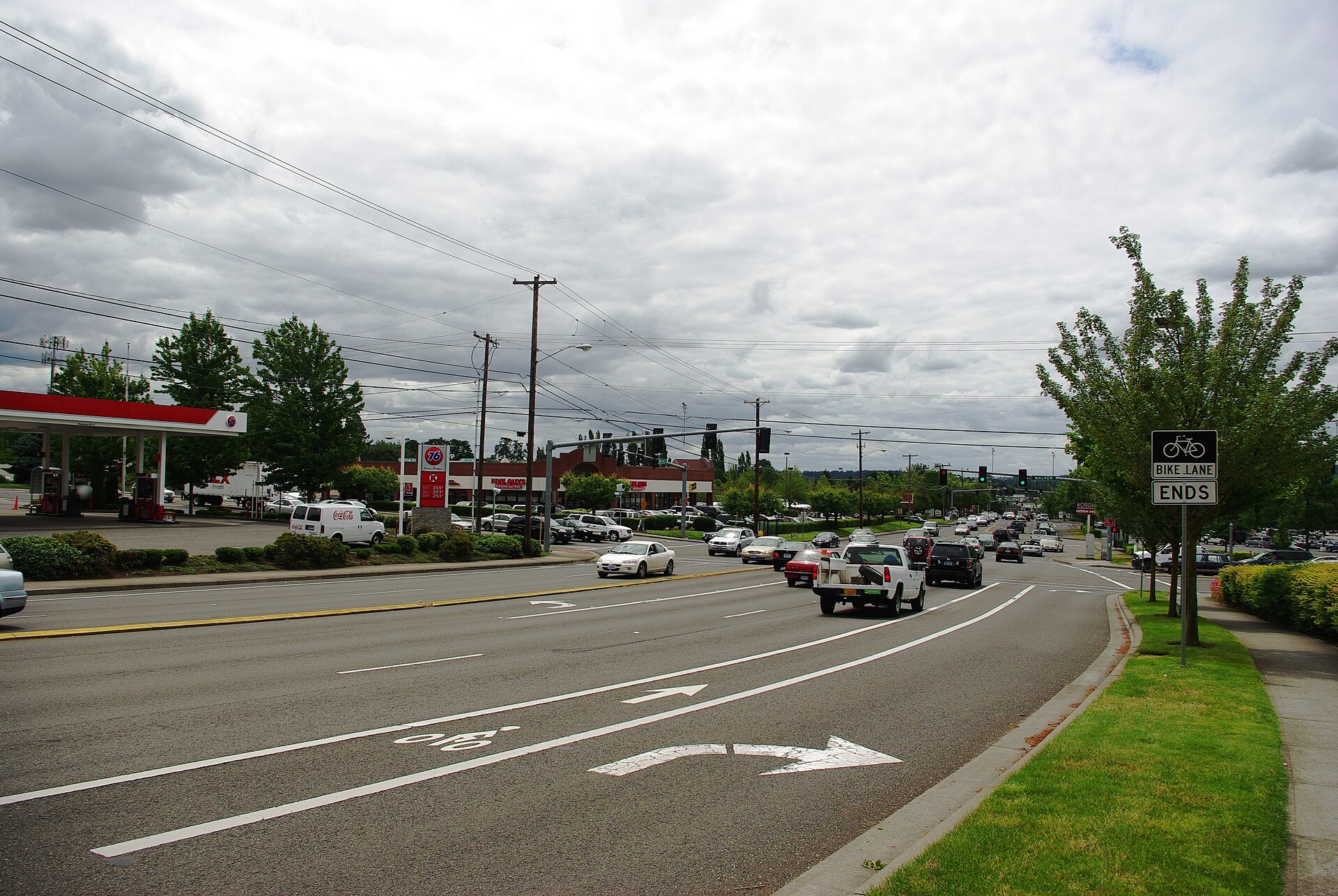 Cedar Hills Blvd. in Beaverton, Oregon. This is looking south from just south of the "Cedar Hills" CDP area.