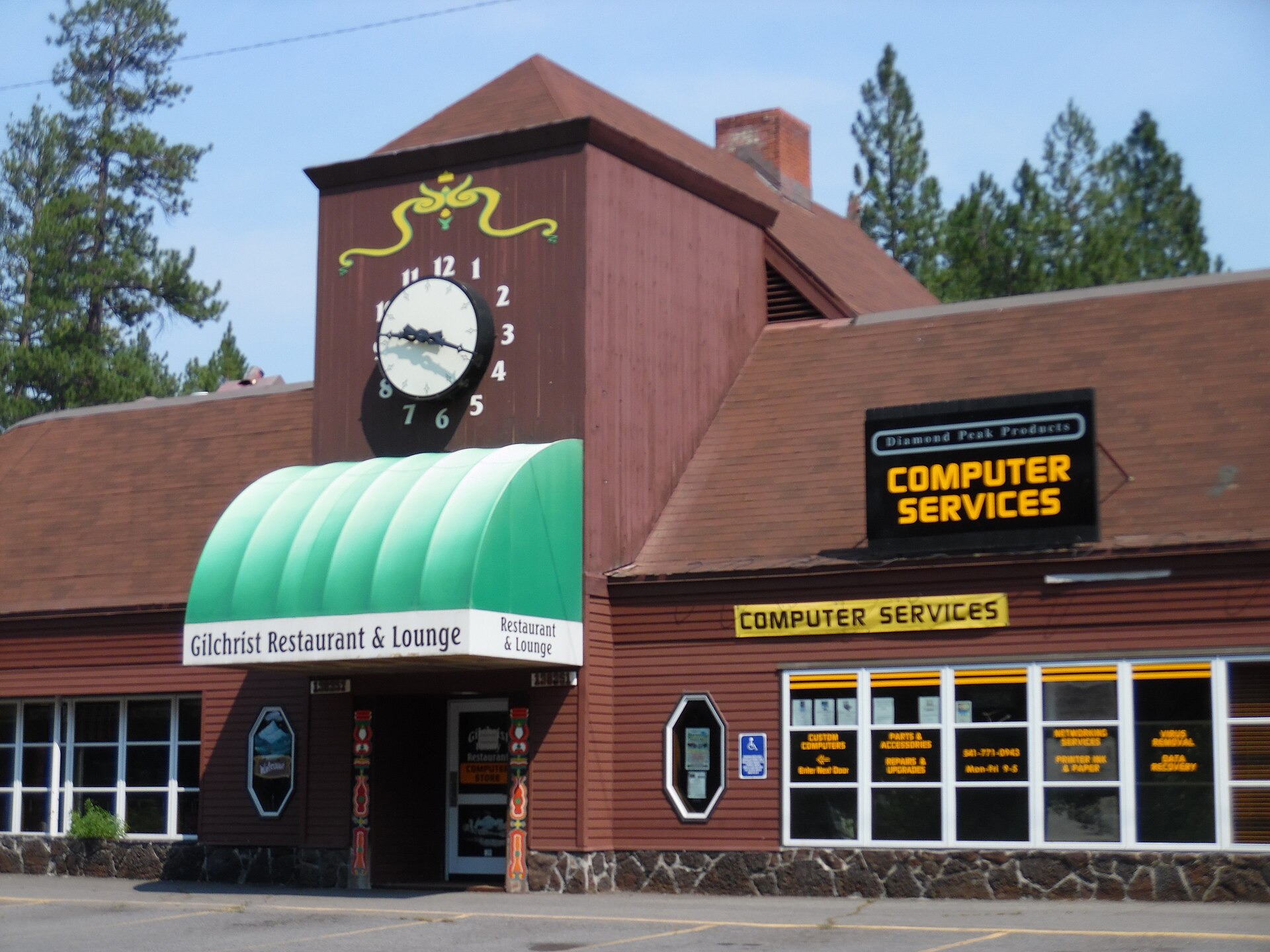 Gilchrist Mall clock tower in Gilchrist, Oregon
