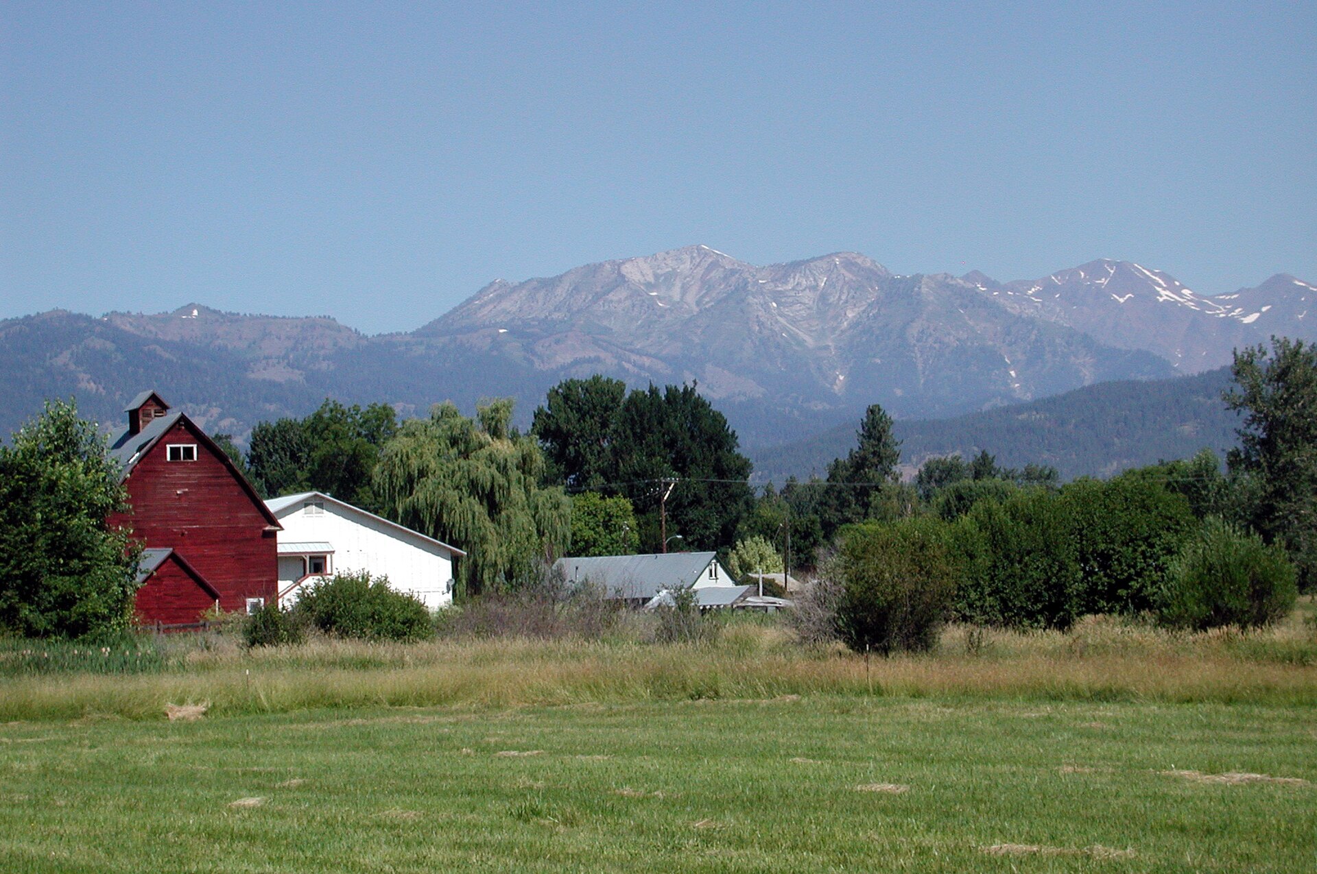 View from the south side of Halfway, Oregon, looking north toward the Wallowa Mountains