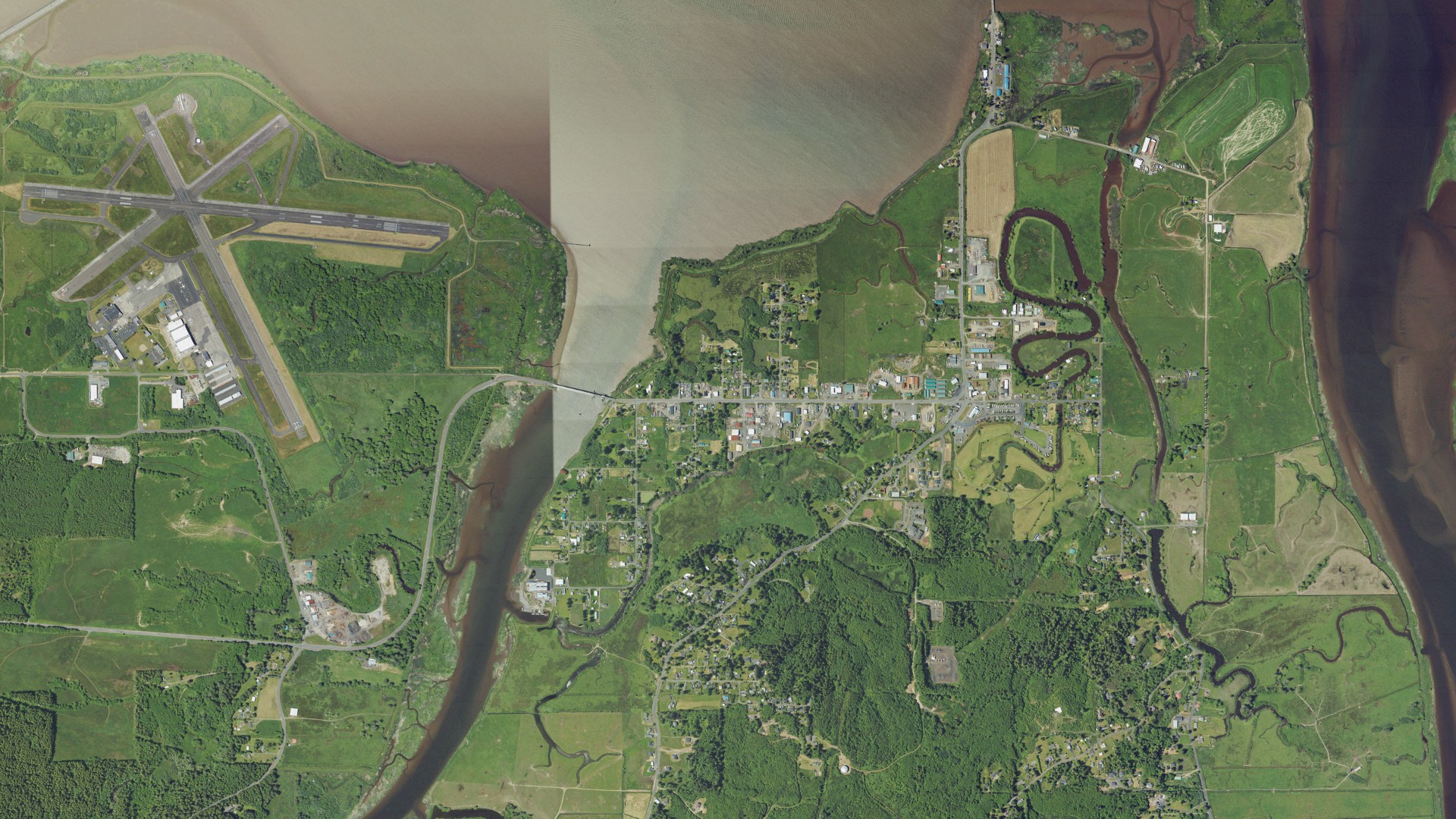 Natural-color aerial photograph of land around Jeffers Gardens, Oregon