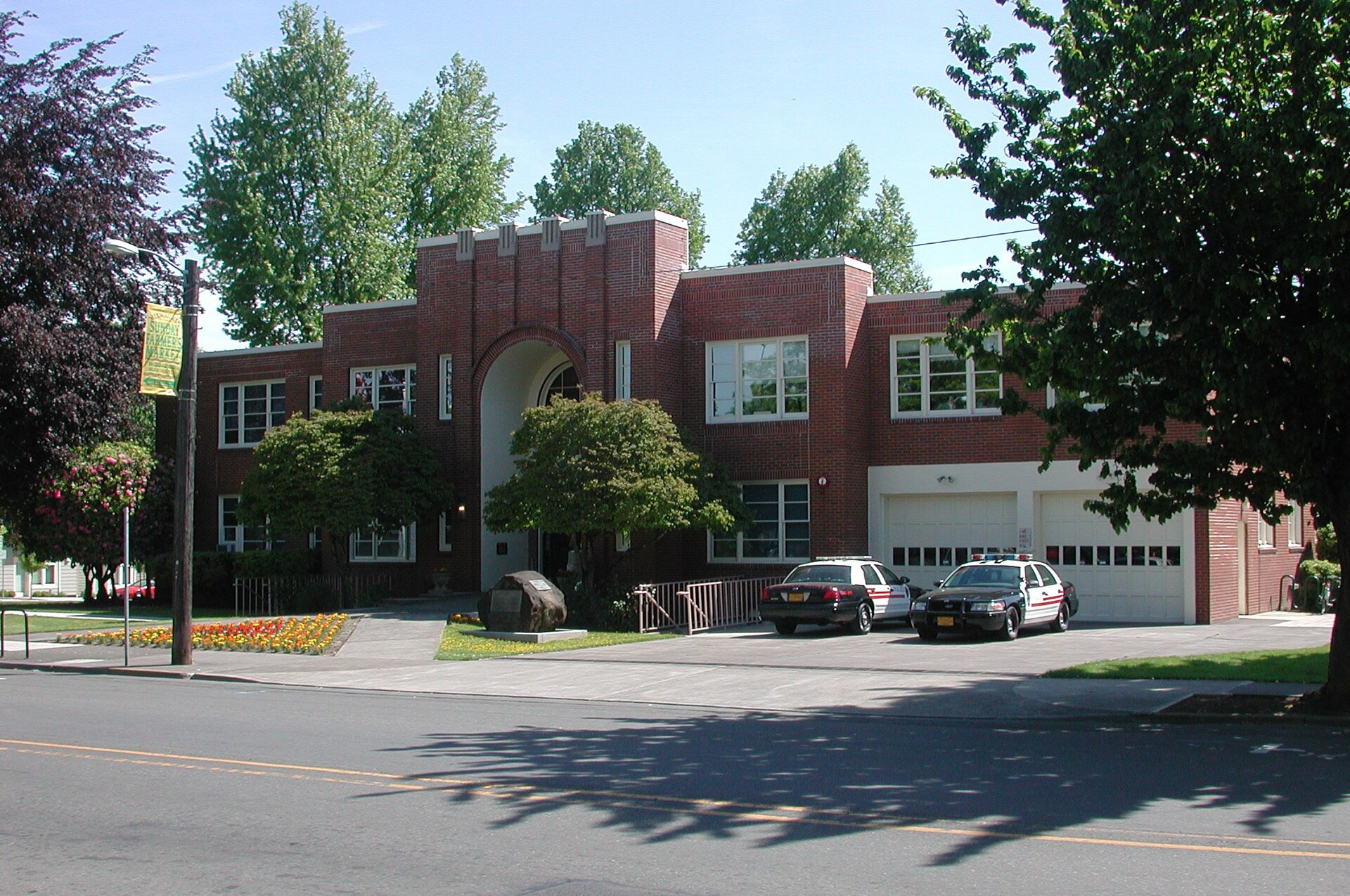 City Hall in Milwaukie, Oregon, United States. Photo taken from the west side of Main Street, looking east.