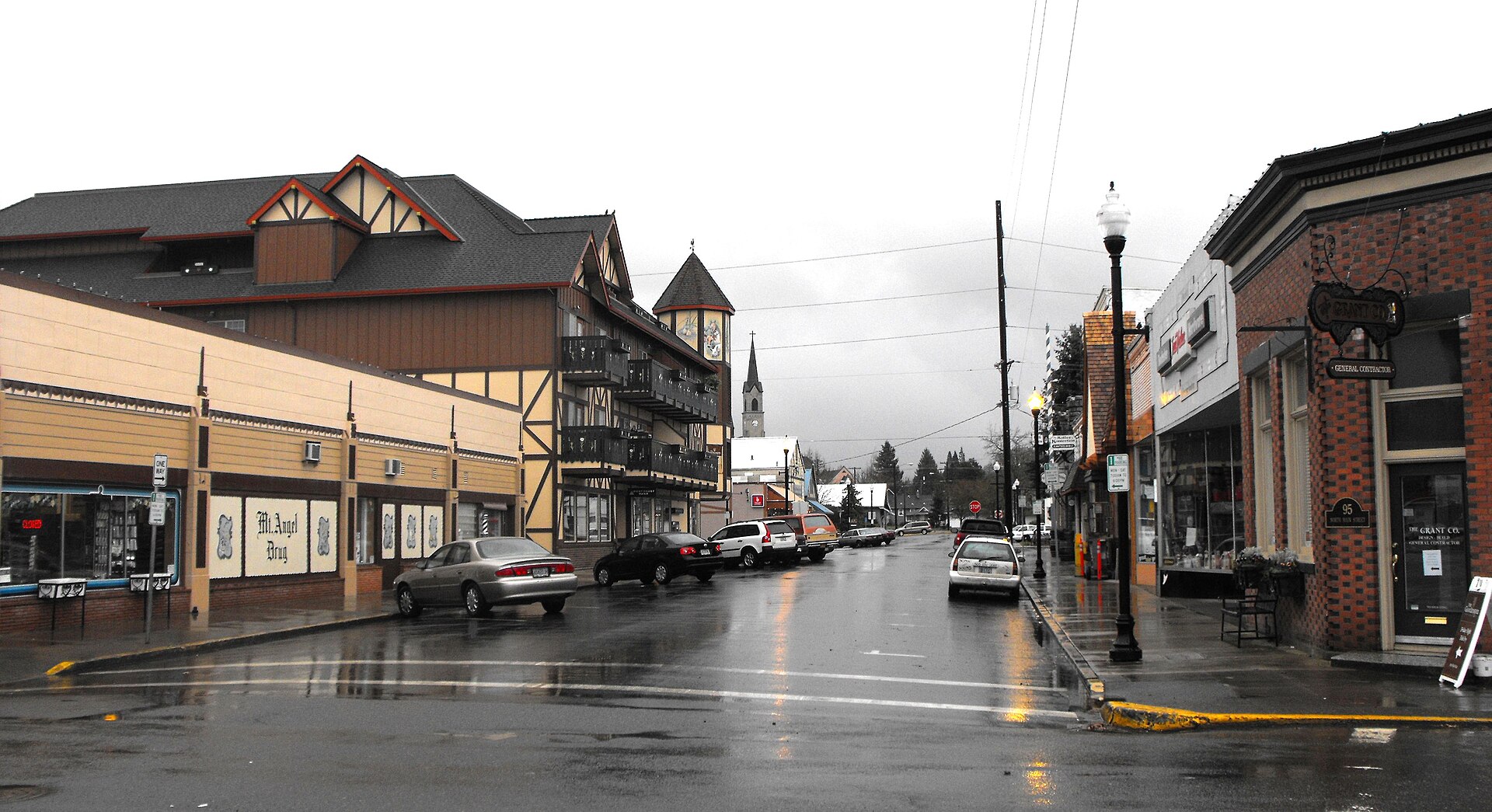 Center Mount Angel, Oregon. Charles Street.