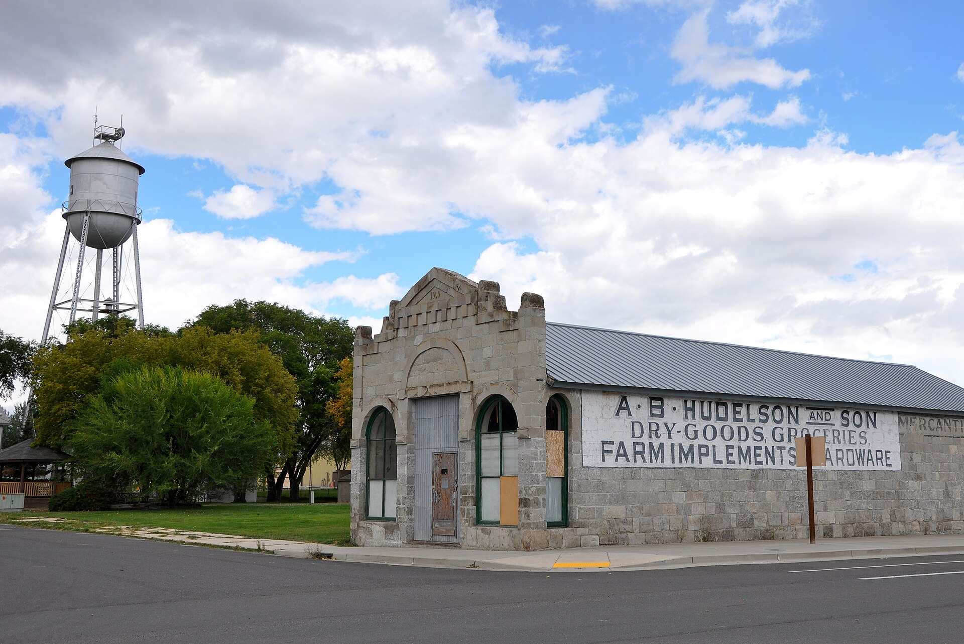 Farm implement building in downtown North Powder, Oregon, in the United States