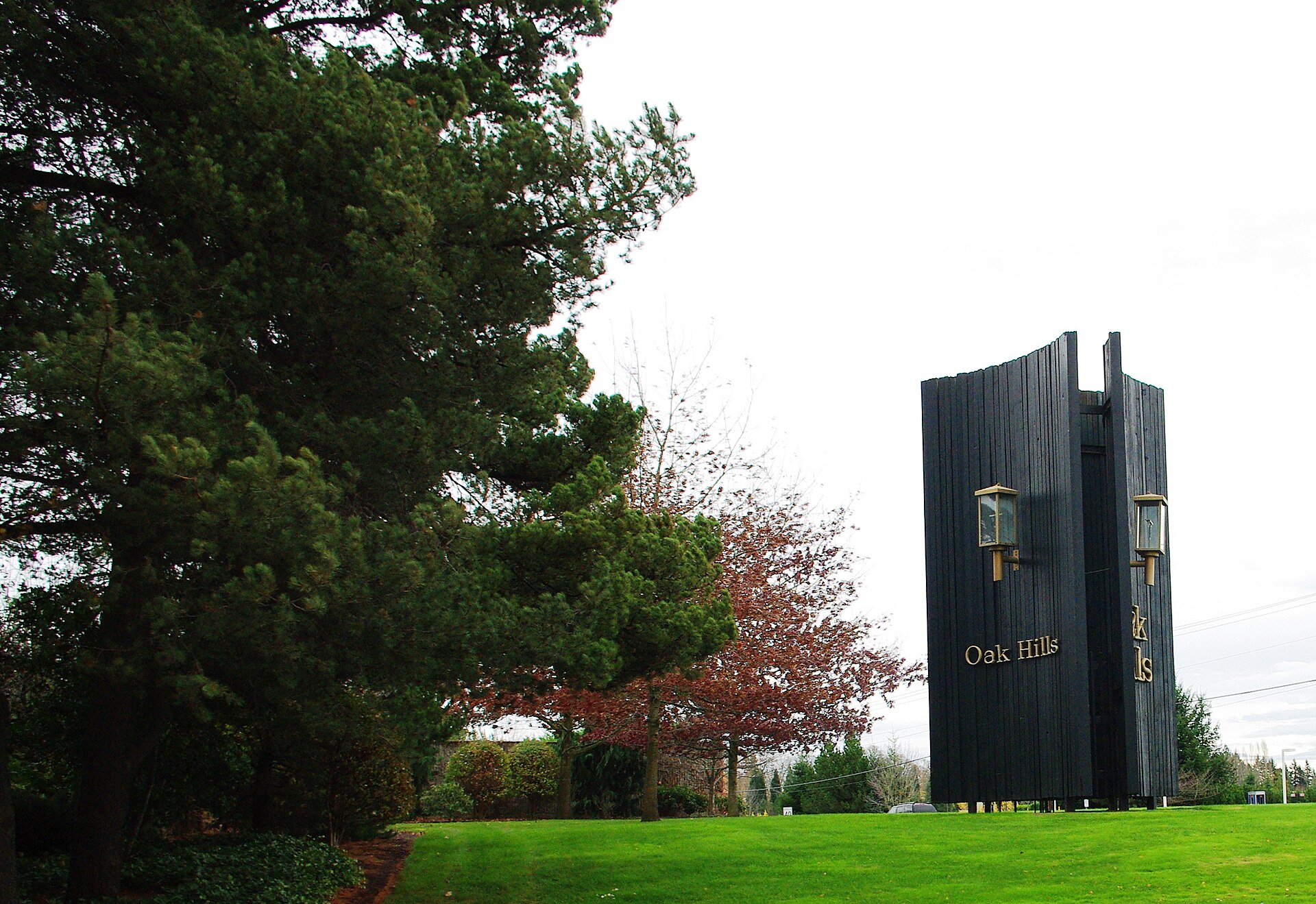 Entrance sign to the private Oak Hills development. — Oregon
