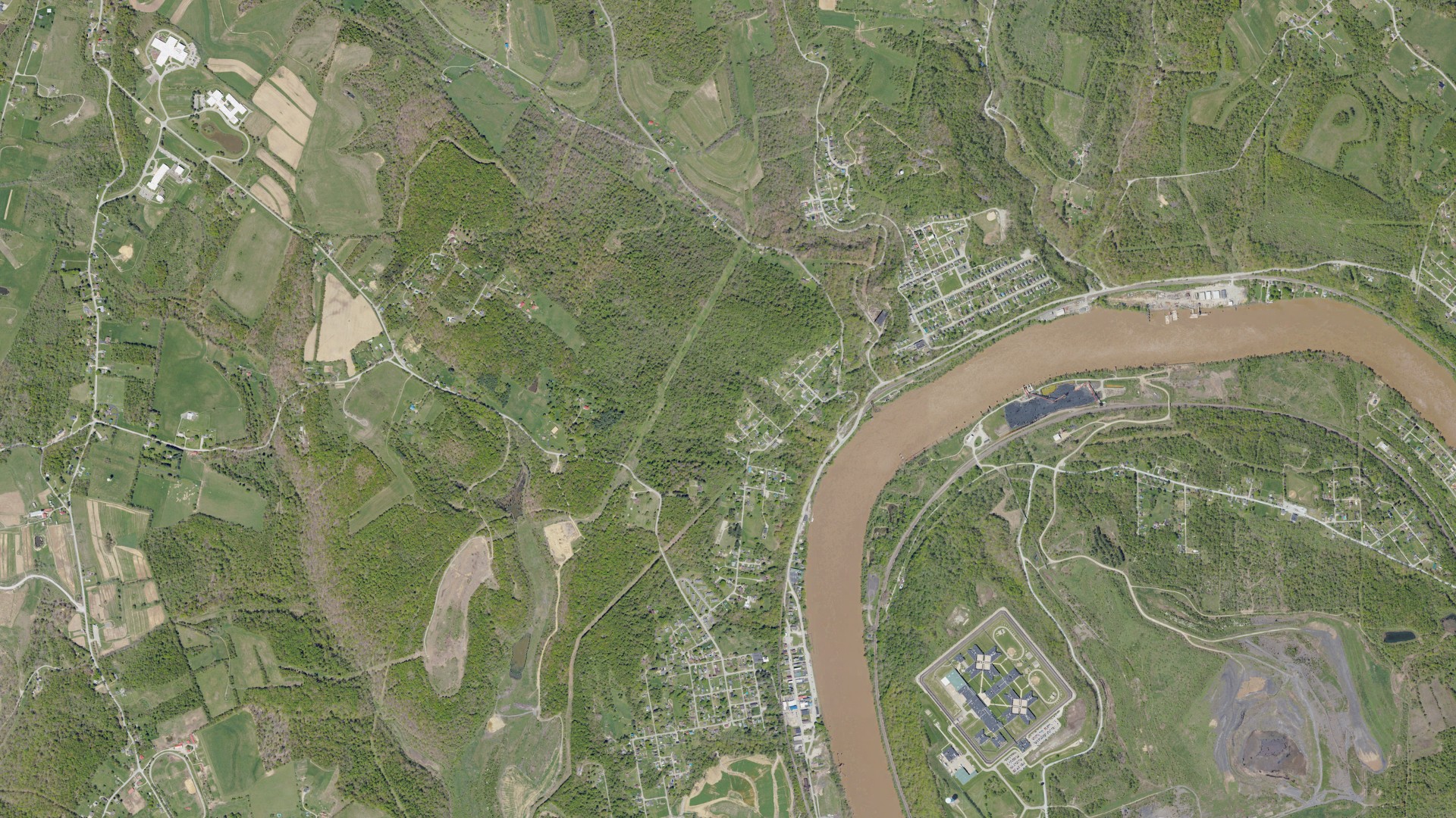 Aerial view of land around Aaronsburg, Pennsylvania