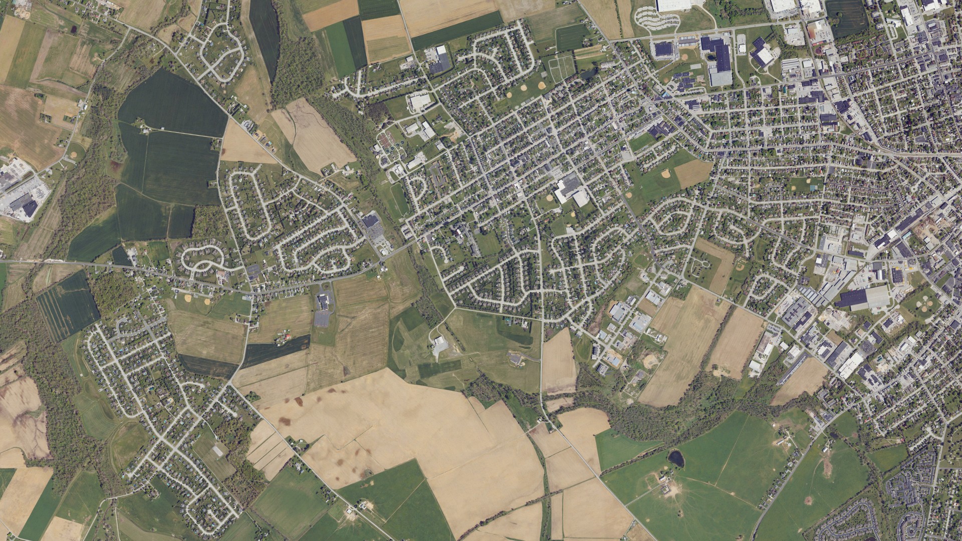 Aerial view of land around Conewago, Pennsylvania