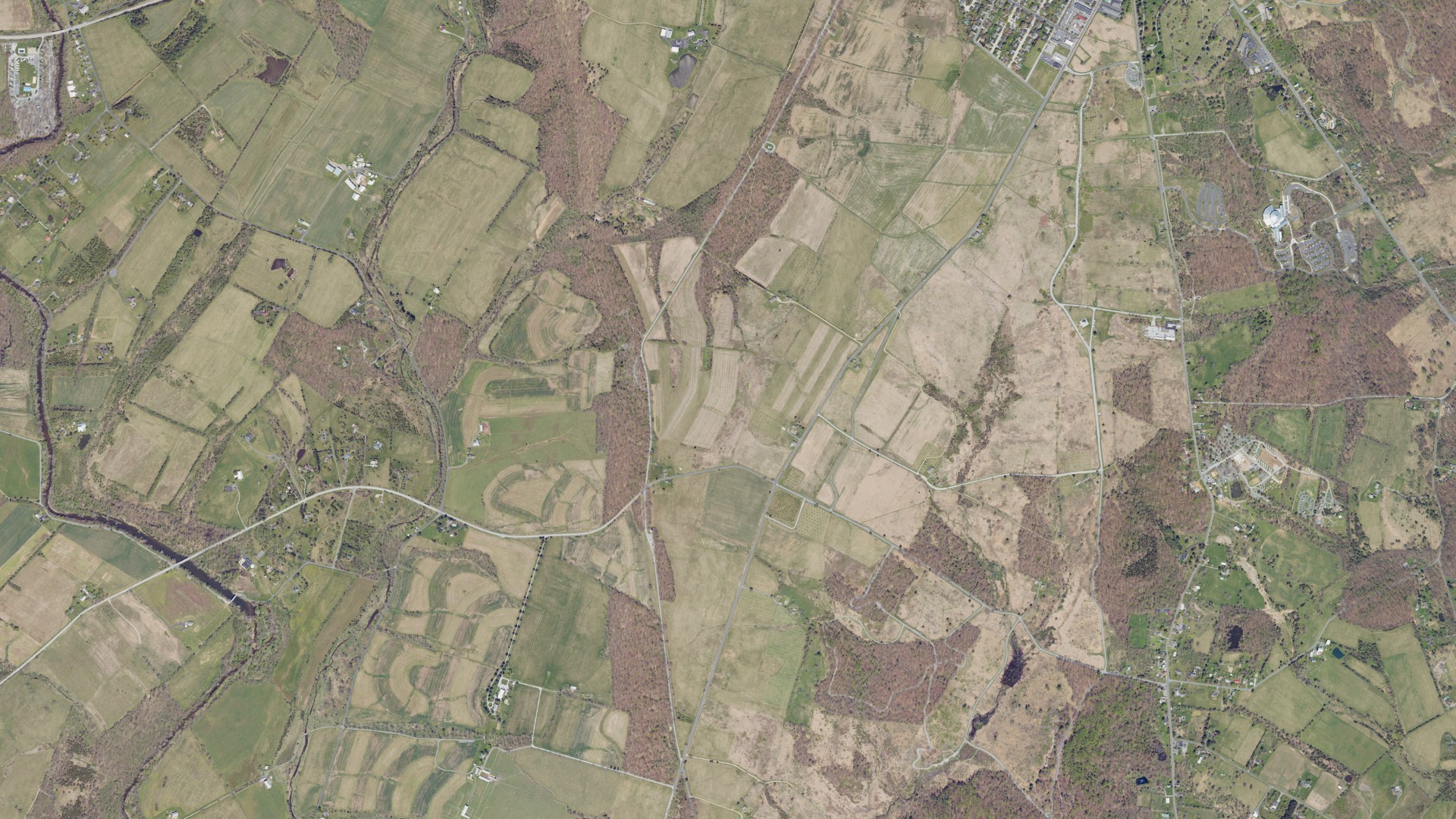Aerial view of land around Cumberland, Pennsylvania