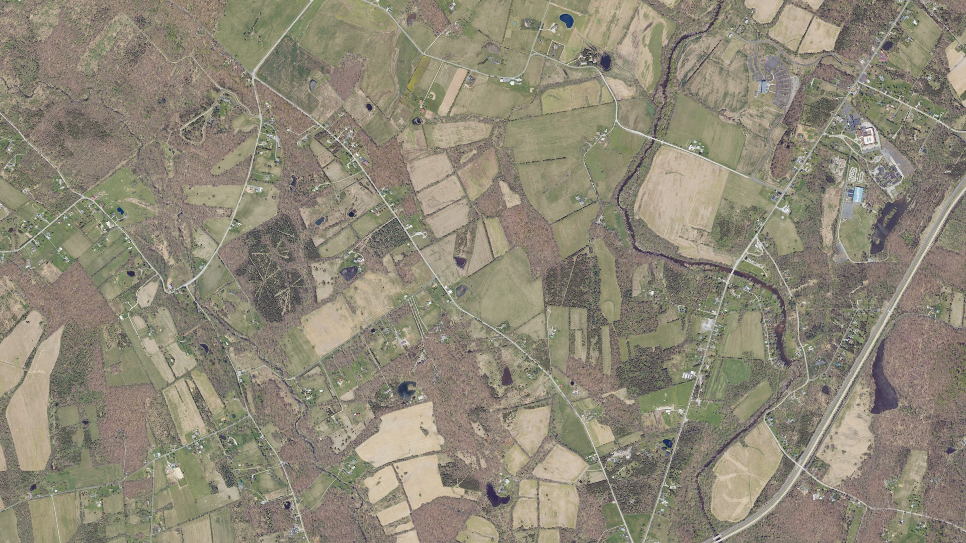 Aerial view of land around Freedom, Pennsylvania