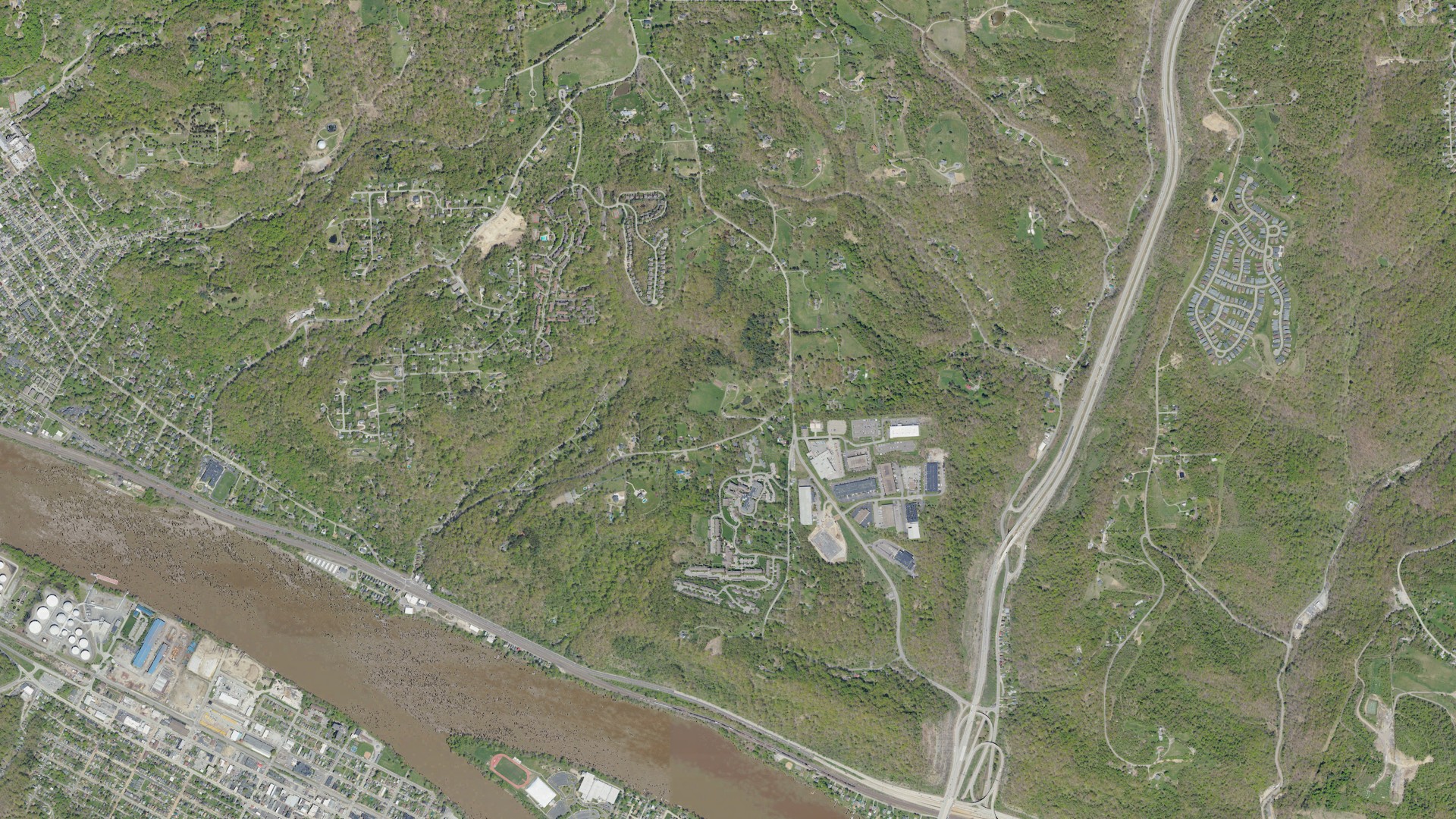 Aerial view of land around Aleppo, Pennsylvania