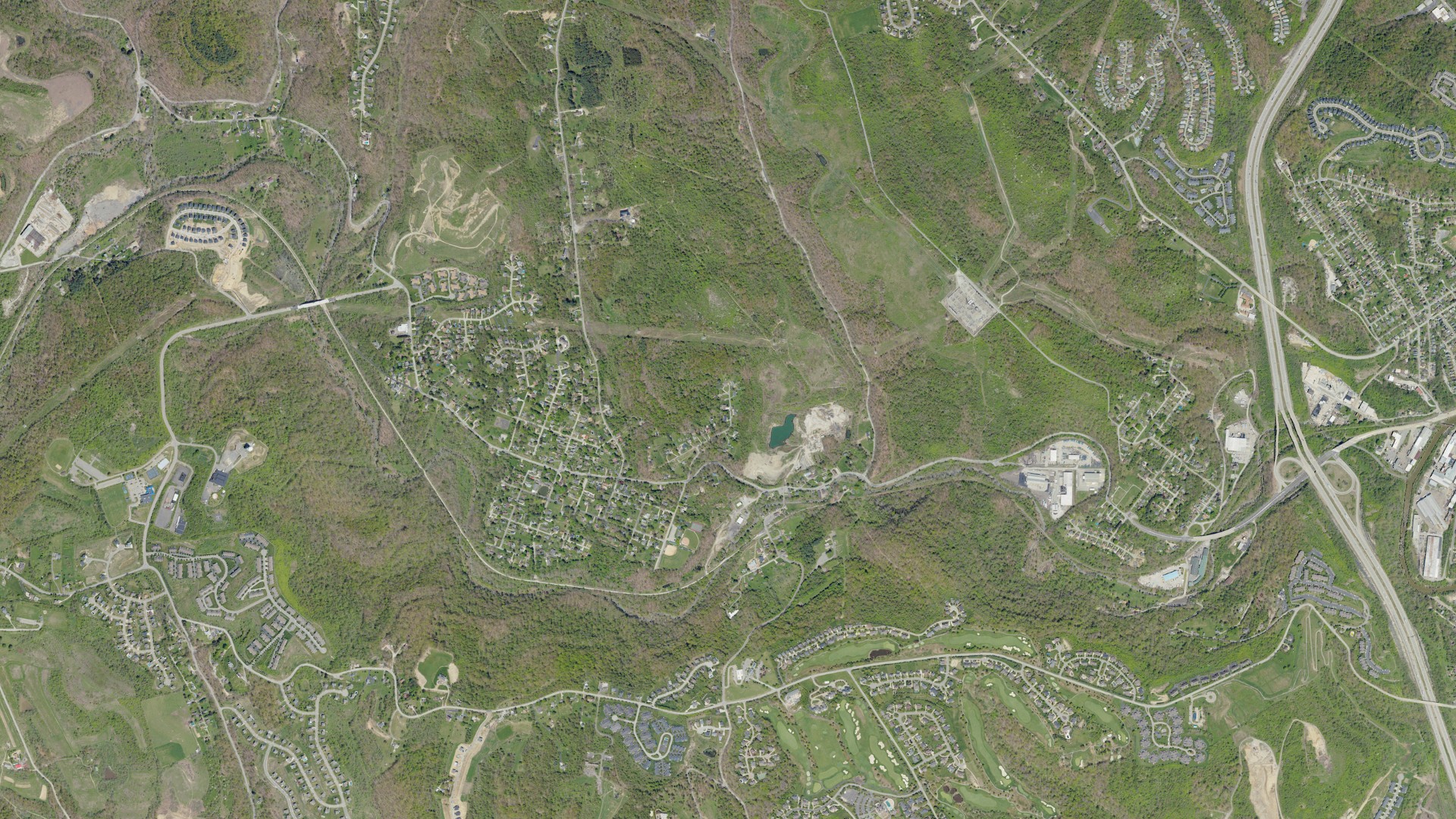 Aerial view of land around Collier, Pennsylvania