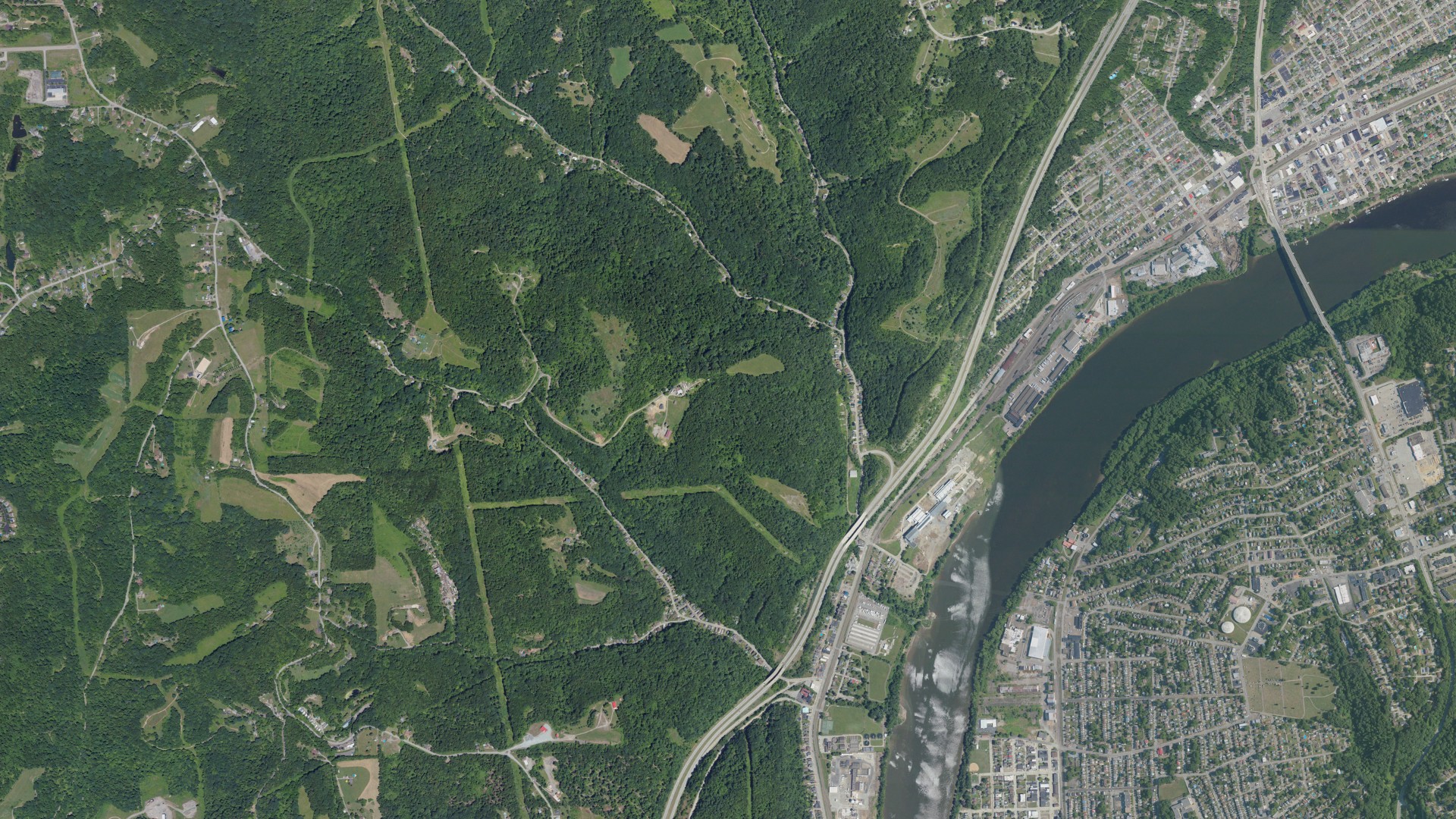 Aerial view of land around East Deer, Pennsylvania