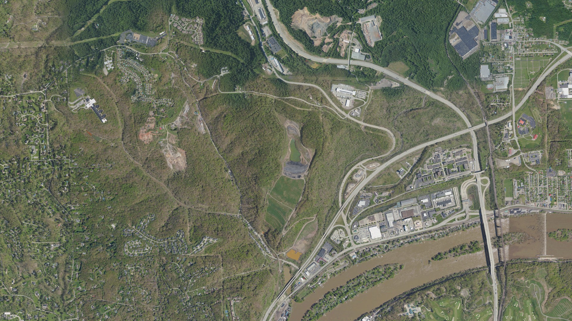 Aerial view of land around Harmar, Pennsylvania