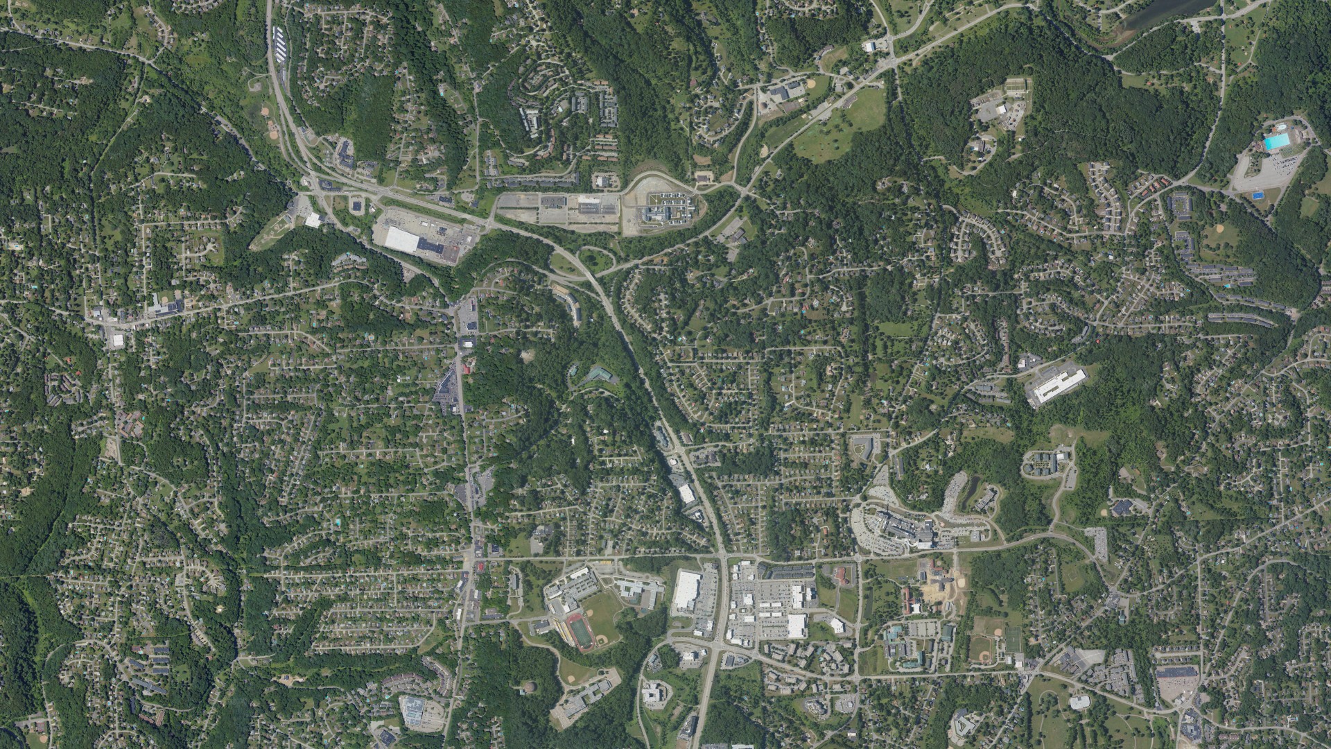 Aerial view of land around McCandless, Pennsylvania