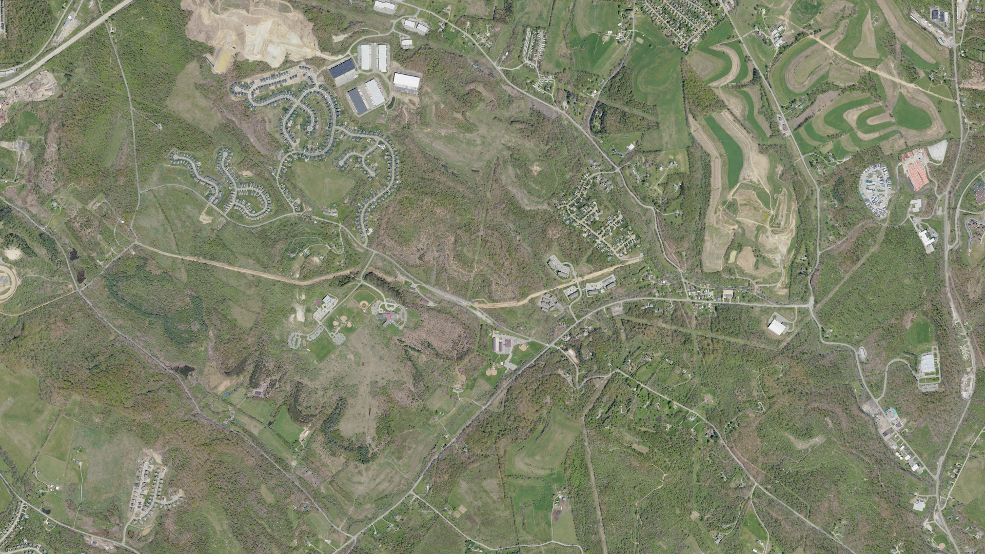 Aerial view of land around North Fayette, Pennsylvania