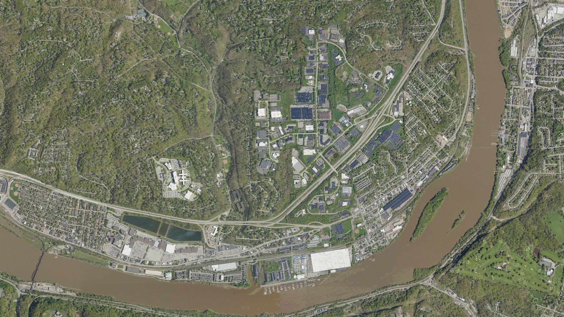 Aerial view of land around O'Hara, Pennsylvania