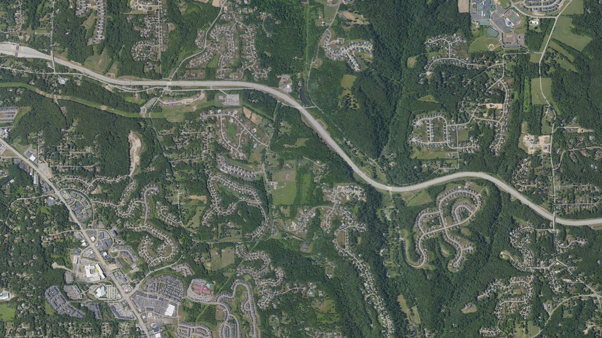 Aerial view of land around Pine, Pennsylvania
