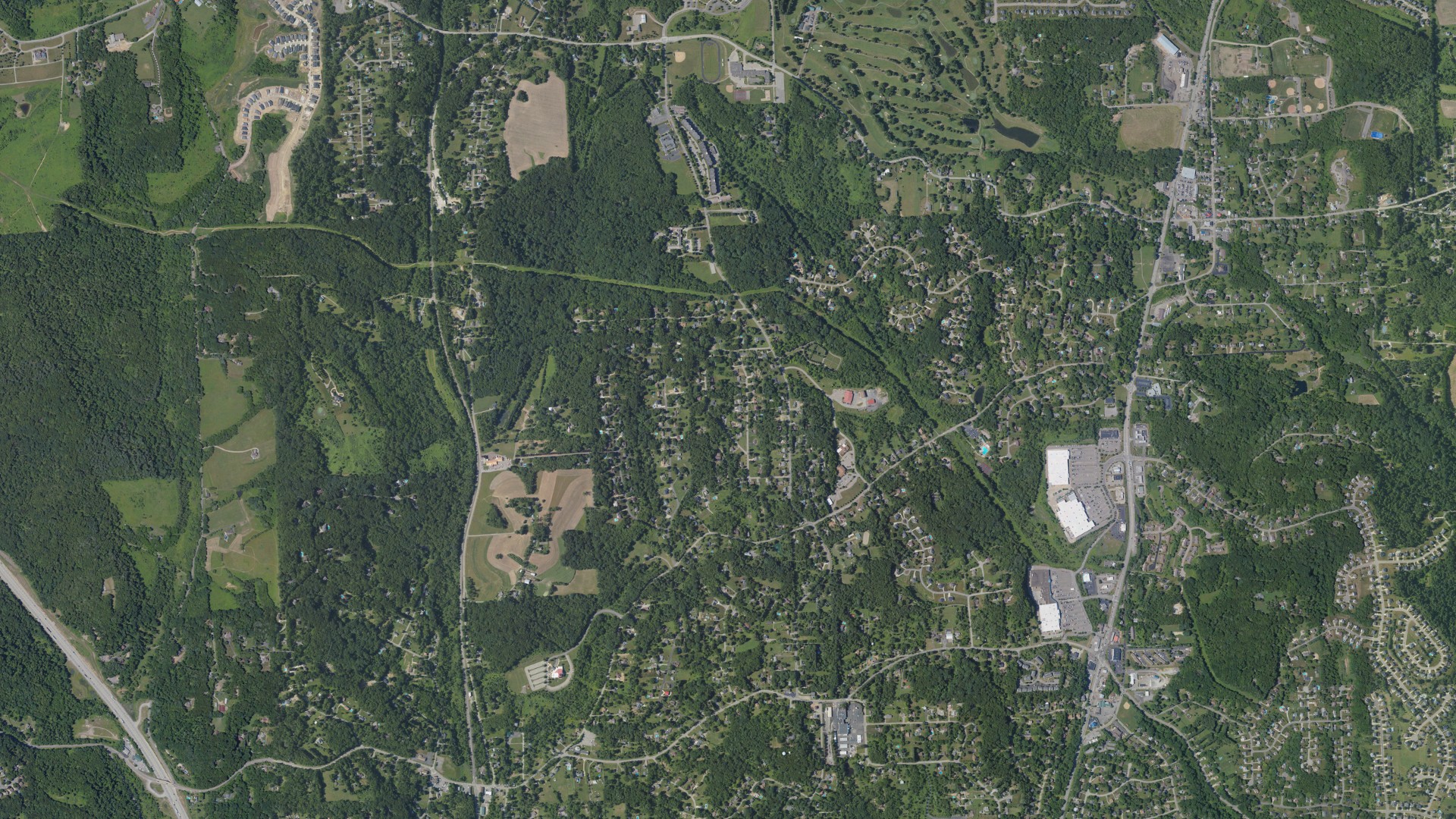 Aerial view of land around Richland, Pennsylvania