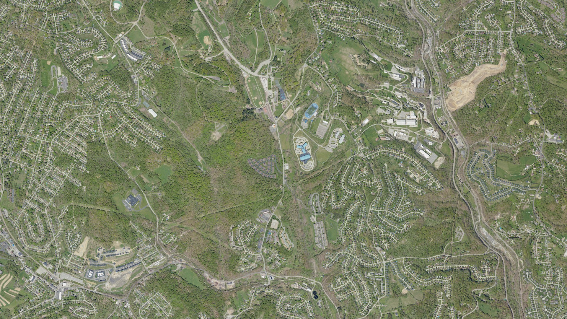 Aerial view of land around South Park, Pennsylvania