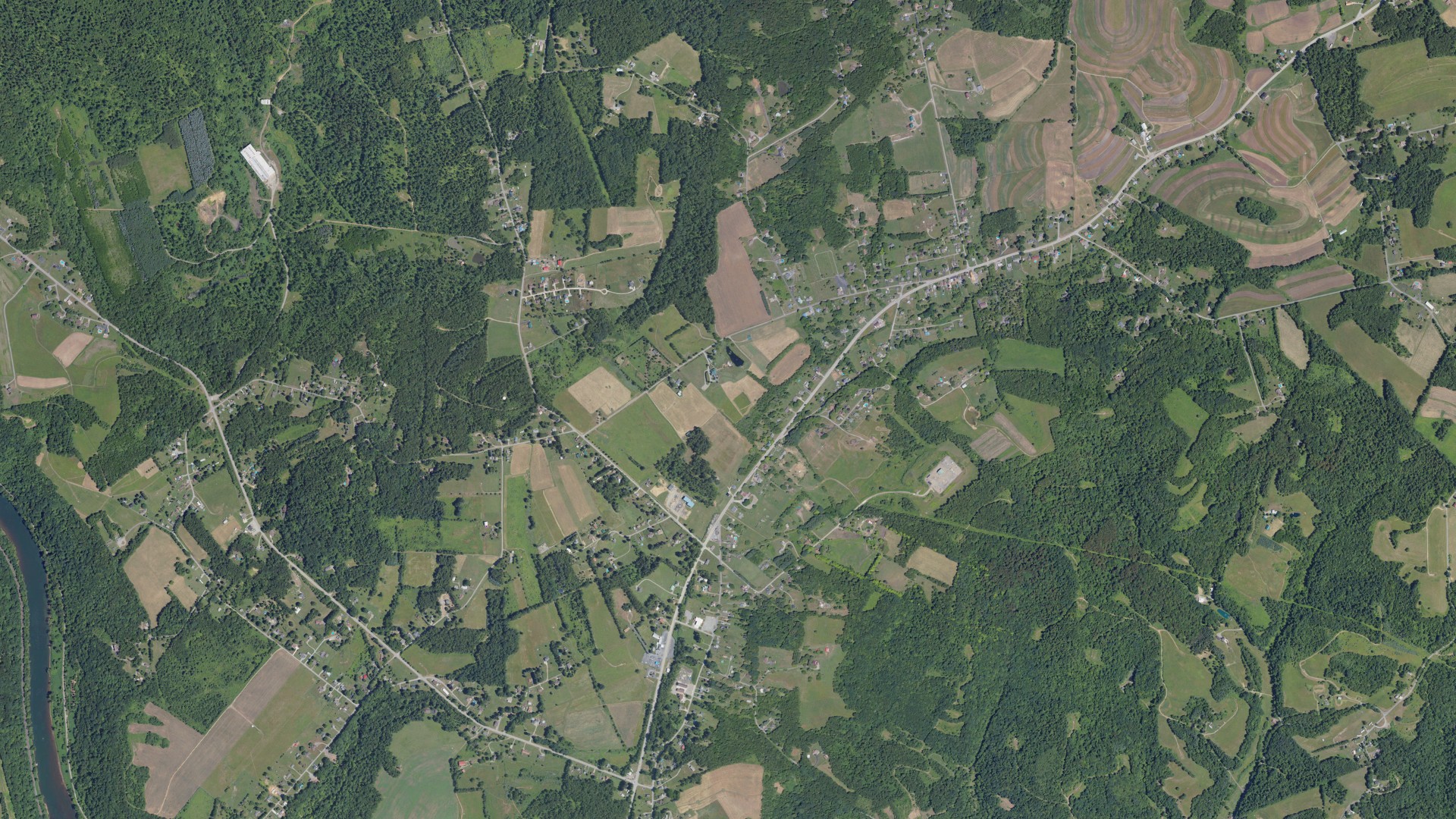 Aerial view of land around Gilpin, Pennsylvania