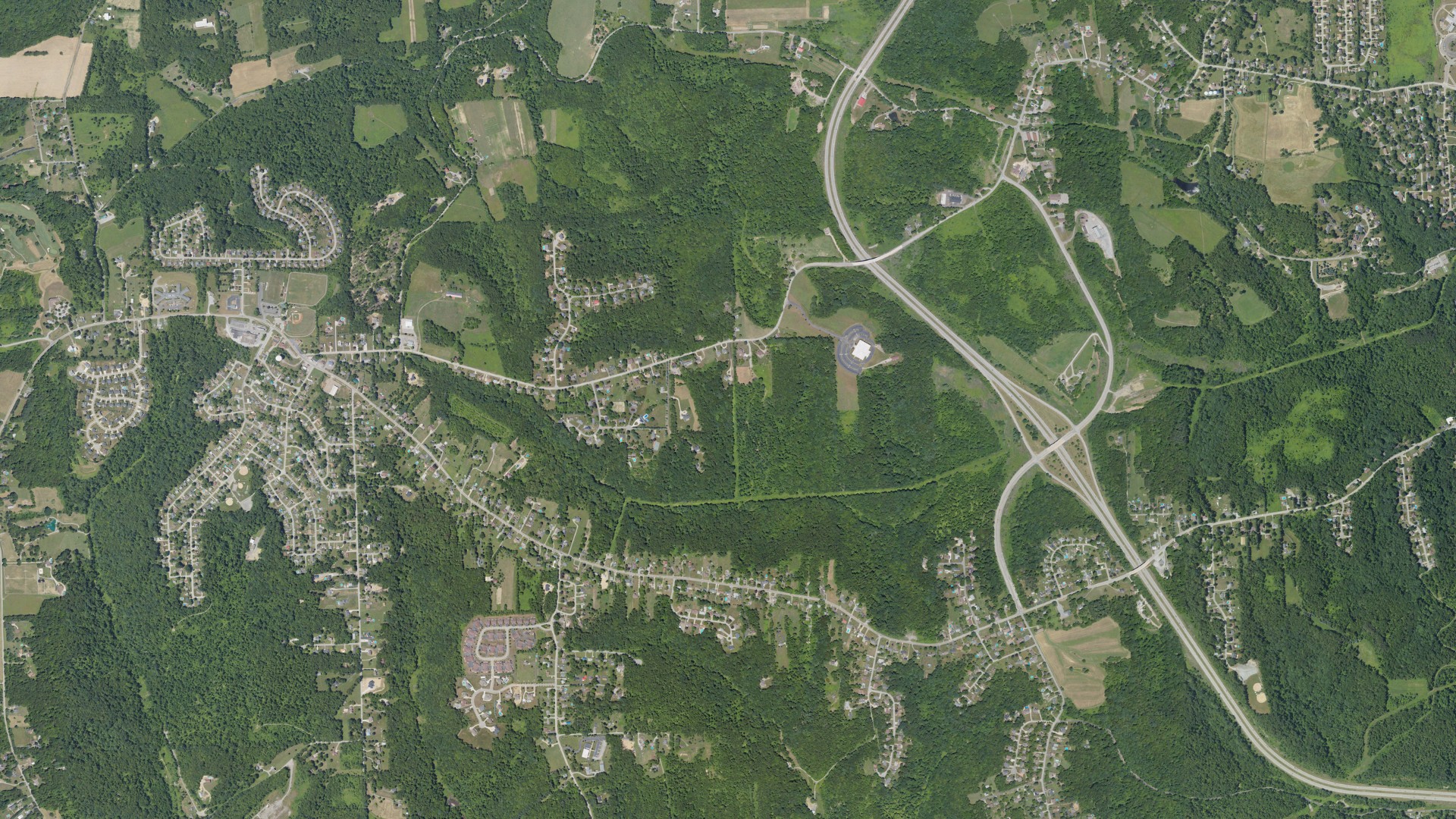 Aerial view of land around Brighton, Pennsylvania