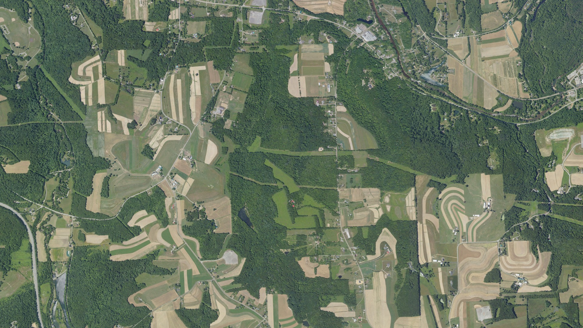 Aerial view of land around Marion, Pennsylvania