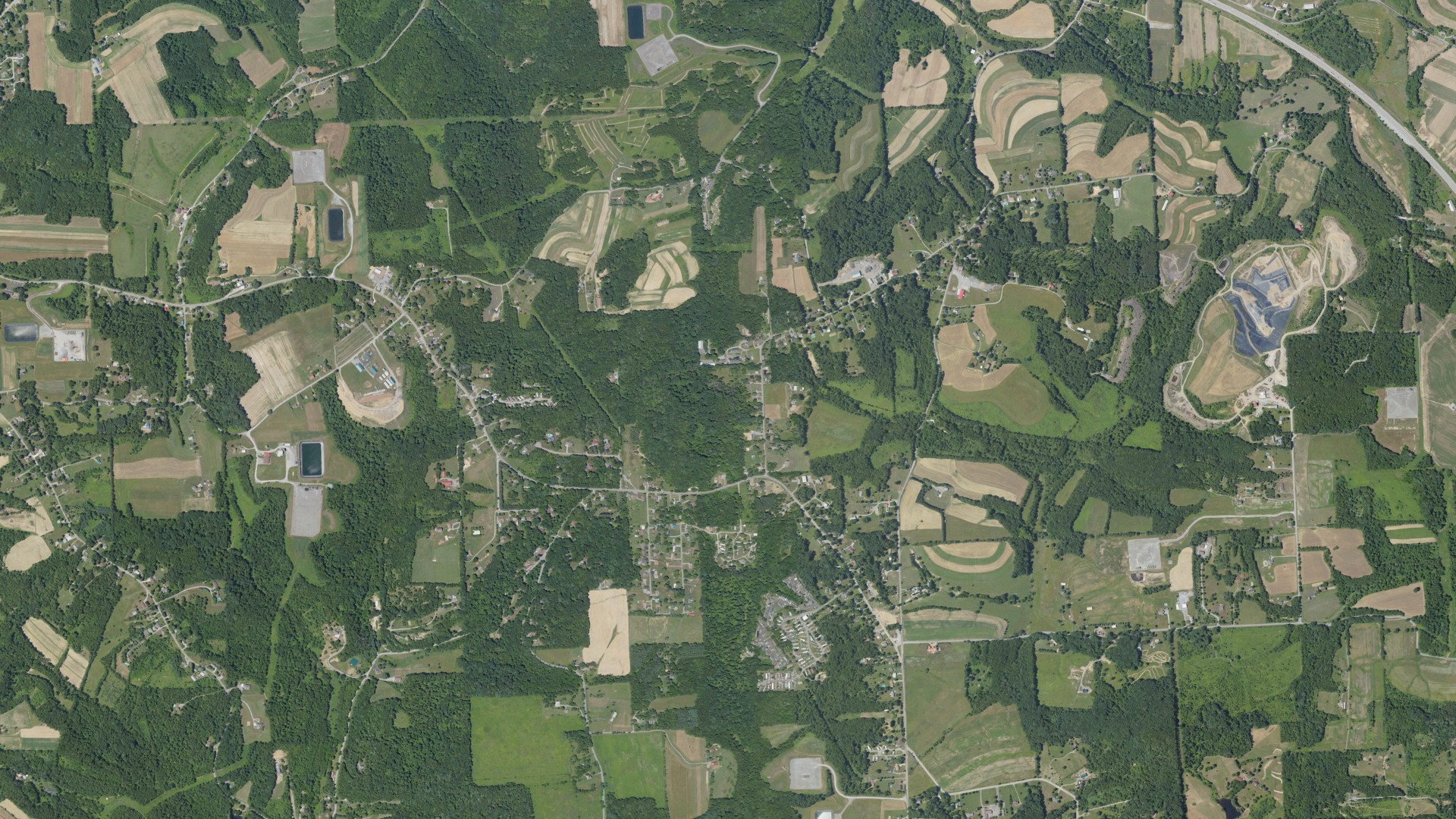 Aerial view of land around New Sewickley, Pennsylvania